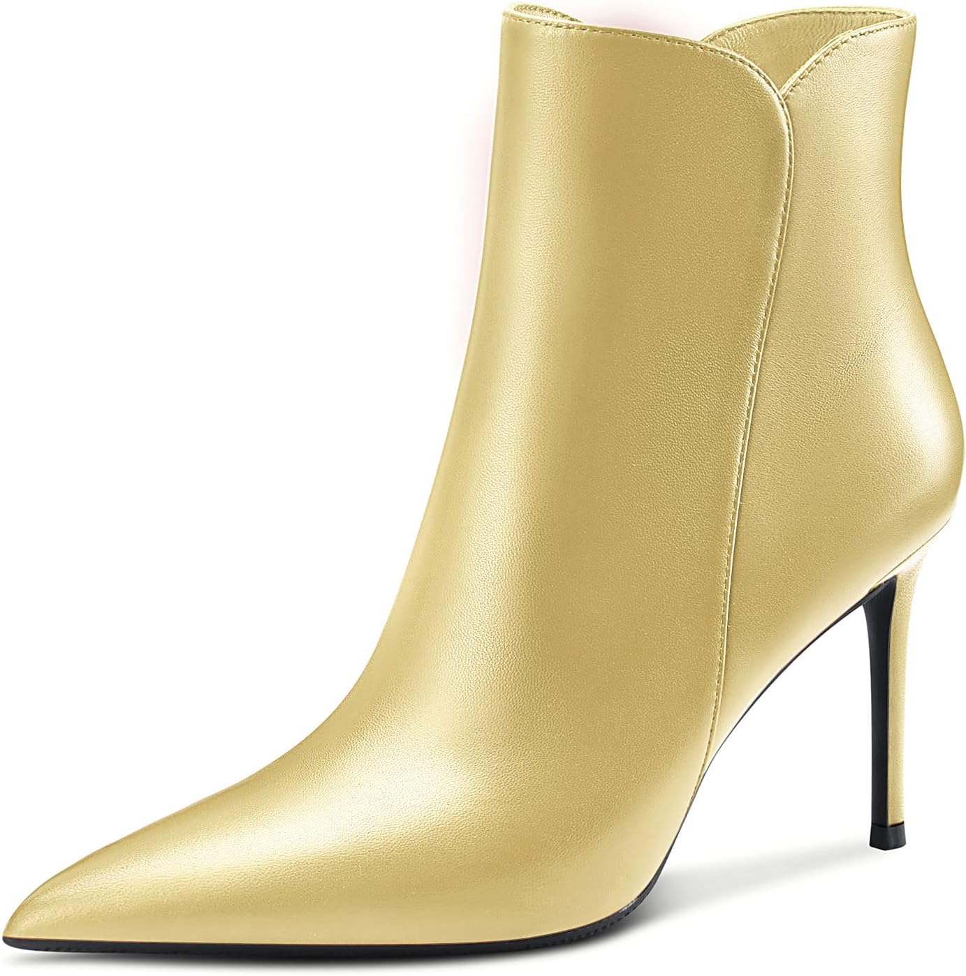 Aachcol Women Ankle Boots Short Bootie Stiletto High Heel Close Pointed Toe Zipper Matte 3 Inch