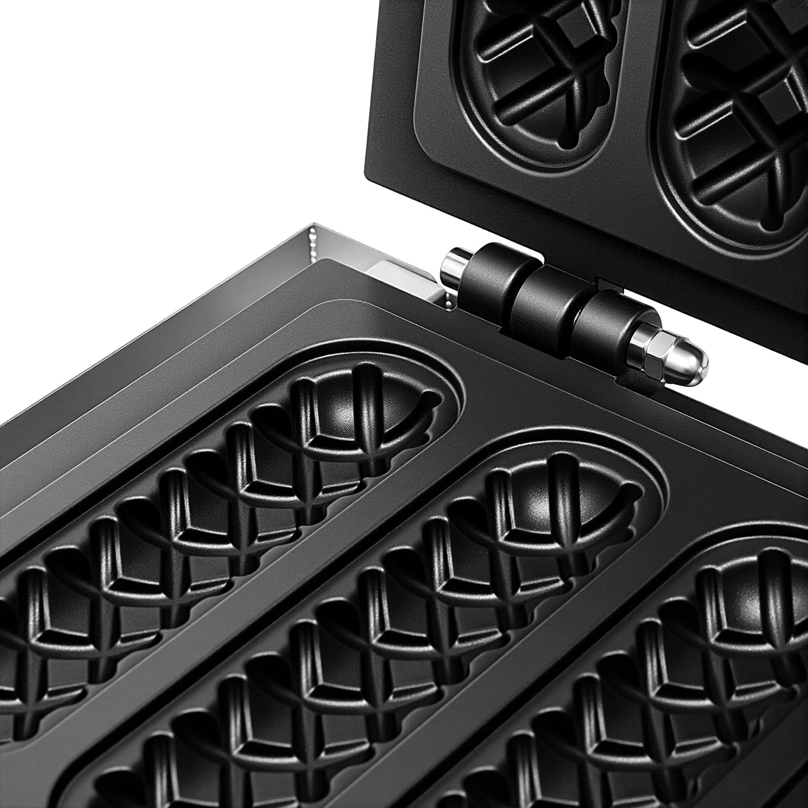 Gofrera comercial para perros calientes de maíz, 1500 W, 6 formas, revestimiento antiadherente, máquina de perro caliente de acero inoxidable, placa calefactora doble superior e inferior para