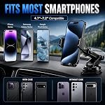OELUN Car Phone Mount with Strong Vacuum Suction, Dashboard & Windshield Holder, 360° Adjustable Telescopic Arm, One-Touch Clamp for iPhone & Android