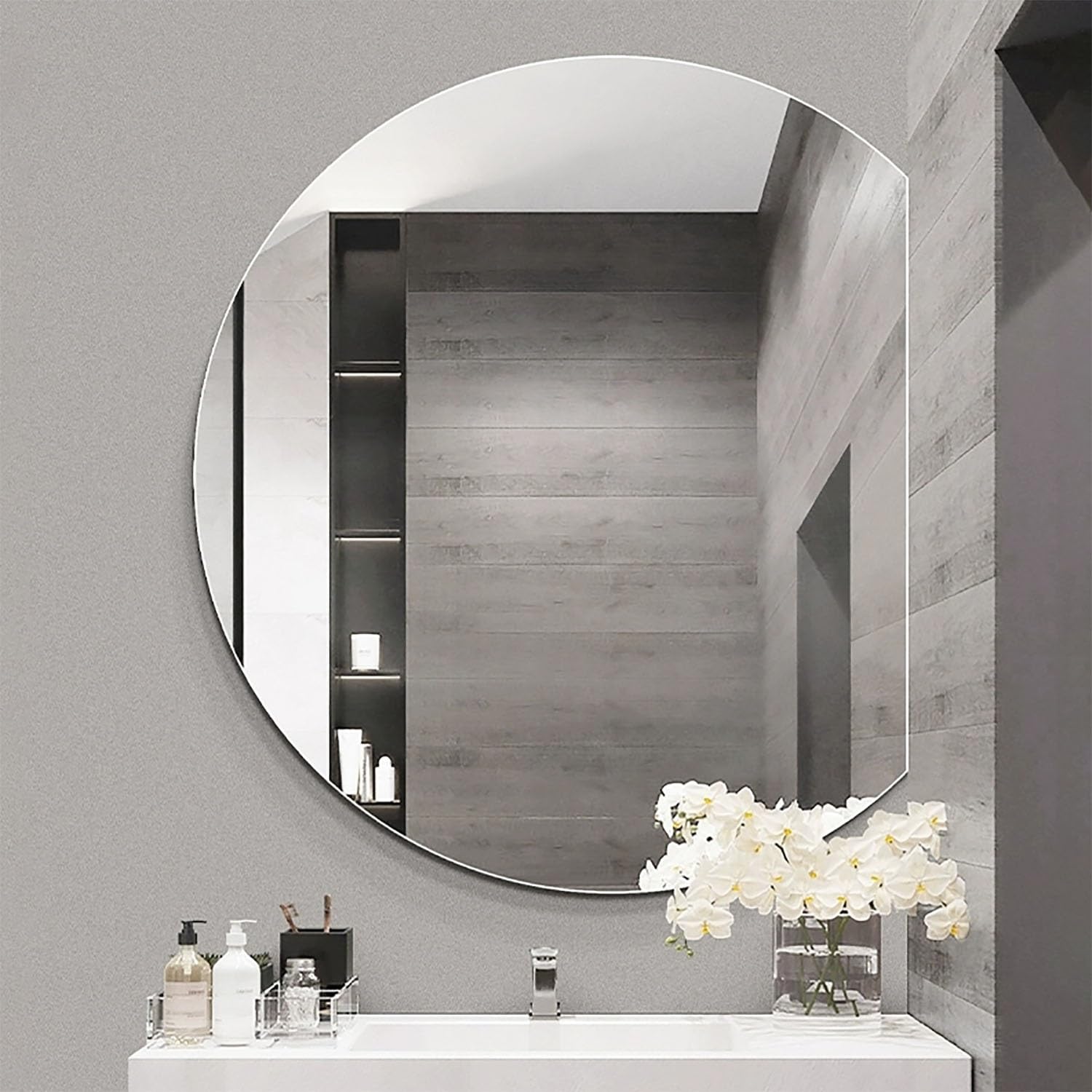 Miroir de maquillage salle de bain avec éclairage LED asymétrique 70x80