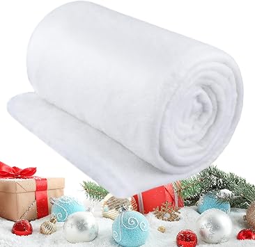 Tondiamo 1 Pack 5 ft x 10ft Christmas Snow Blanket Roll for Christmas Decorations Village Large Fake Artificial Snow Blanket Winter White Mat for Xmas Shop Store Supermarket Display Photo Prop Decor