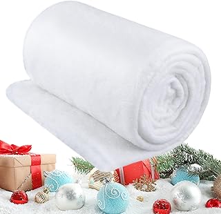 Tondiamo 1 Pack 5 ft x10ft Large Fake Christmas Snow Blanket for Christmas Village Artificial Winter Snow Cover Faux Blanket Roll for Xmas Trees Craft Party Display Photo Prop