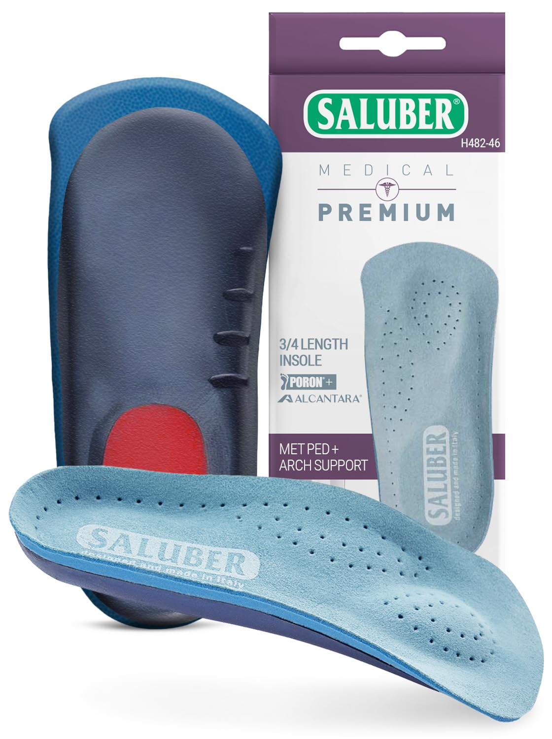 Orthotic Inserts Insoles for Plantar Fasciitis 3/4 Length W/Metatarsal Pad Arch Support Inserts for Men & Women EU44 US W11.5-12 / M10.5-11, Luxury