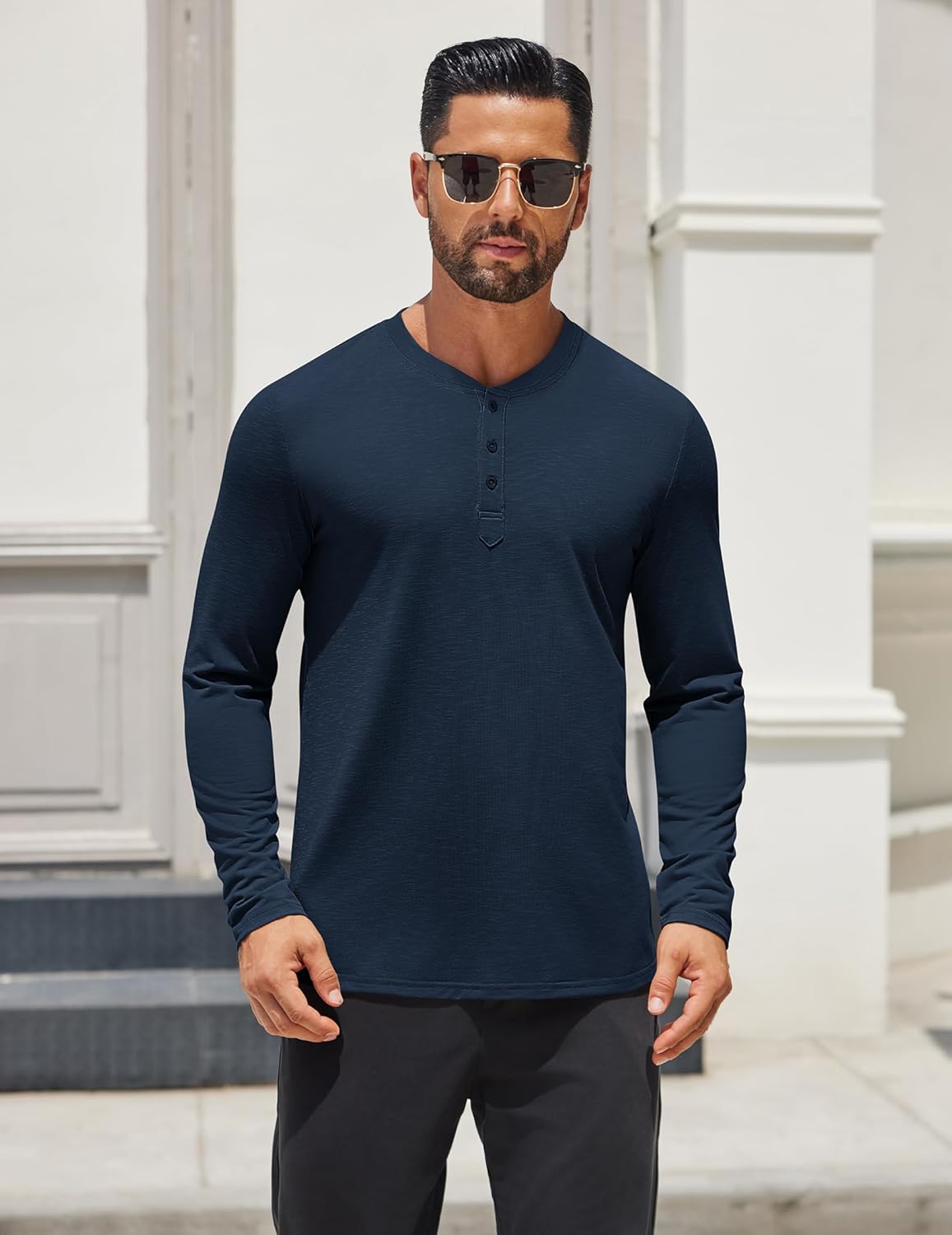 COOFANDY Men's Henley Shirts Long Sleeve Lightweight Button T-Shirt Casual Basic Tee Top - Image 2