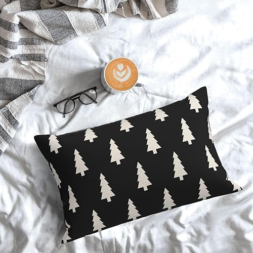 Miniatura 3 de Juego de 2 fundas de almohada de Navidad de 12 x 20 pulgadas, diseño de acuarela de árbol de Navidad, diseño de búfalo de invierno, decoración de