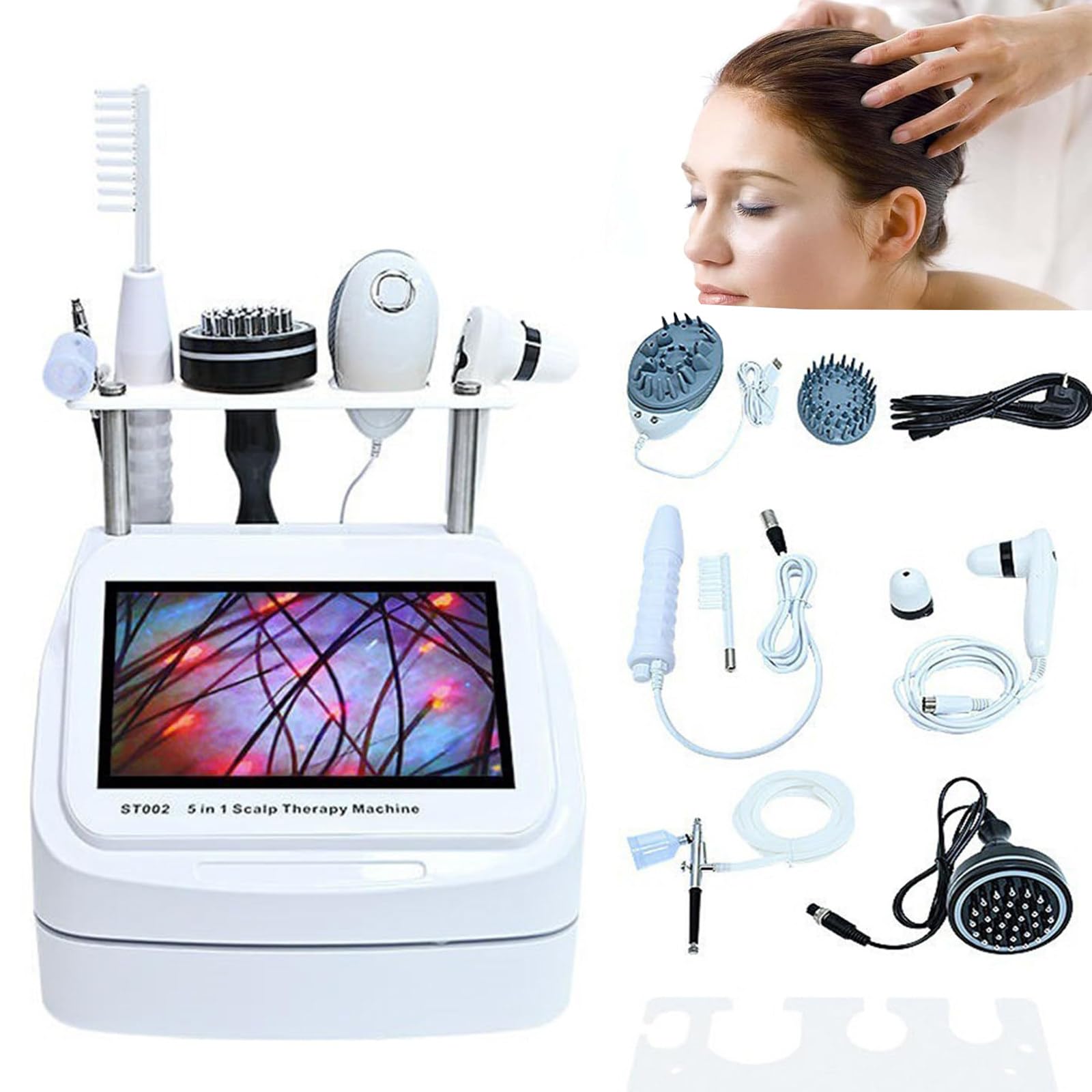 ZHZWwansuGE Skin Diagnosis Hair Analyzer(10" HD Display), 5 In-1 Hair Loss Scalp Massage Comb, Hair Follicle Detector, Used To Analyze Scalp Problems, For At Home, Salon