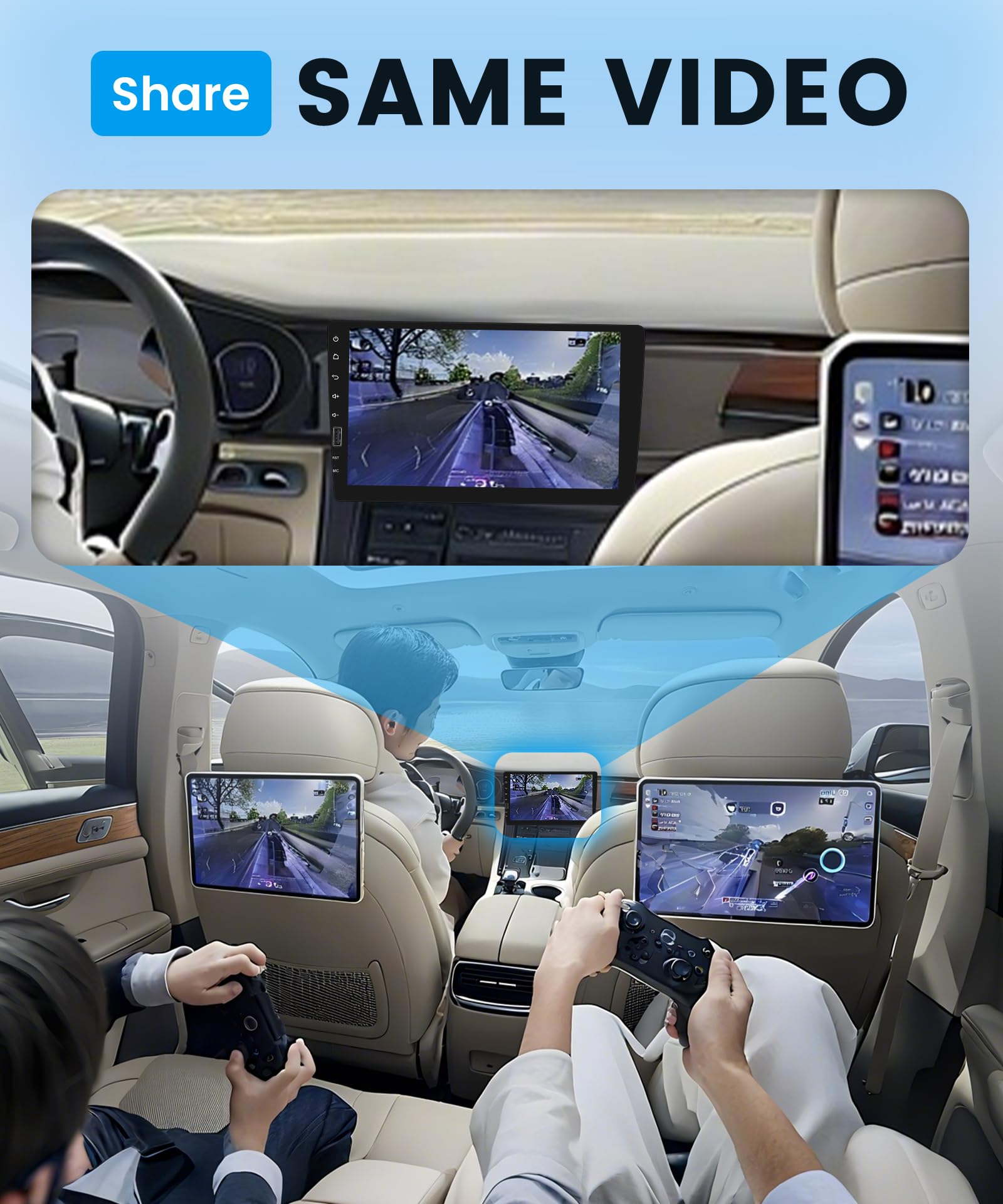 Inalámbrico Carplay Radio de Coche 1 DIN con You-Tube Android Auto, 9 Pulgadas Pantalla Táctil Radio Coche con Mirror Link Bluetooth FM/Am/RDS Radio USB/EQ/AUX Control del Volante Cámara Trasera