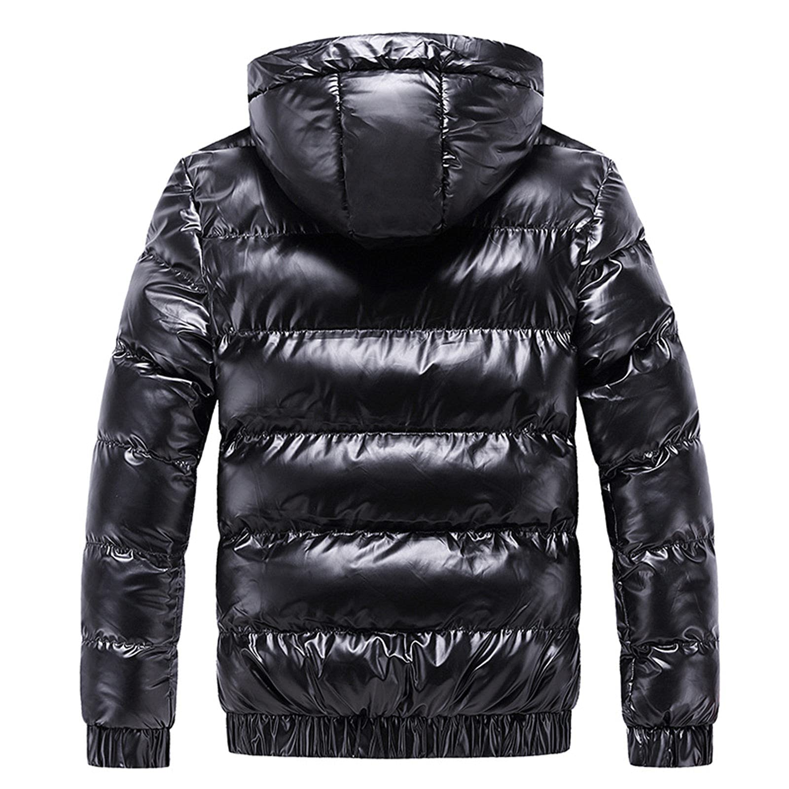 Genérico Abrigo Hombre Invierno,Moda Parka Color Liso con Cremallera Plumiferos CáLido Capucha Suelta de algodón al libre Grueso Sólido Moda chaqueta acolchada para uso diario