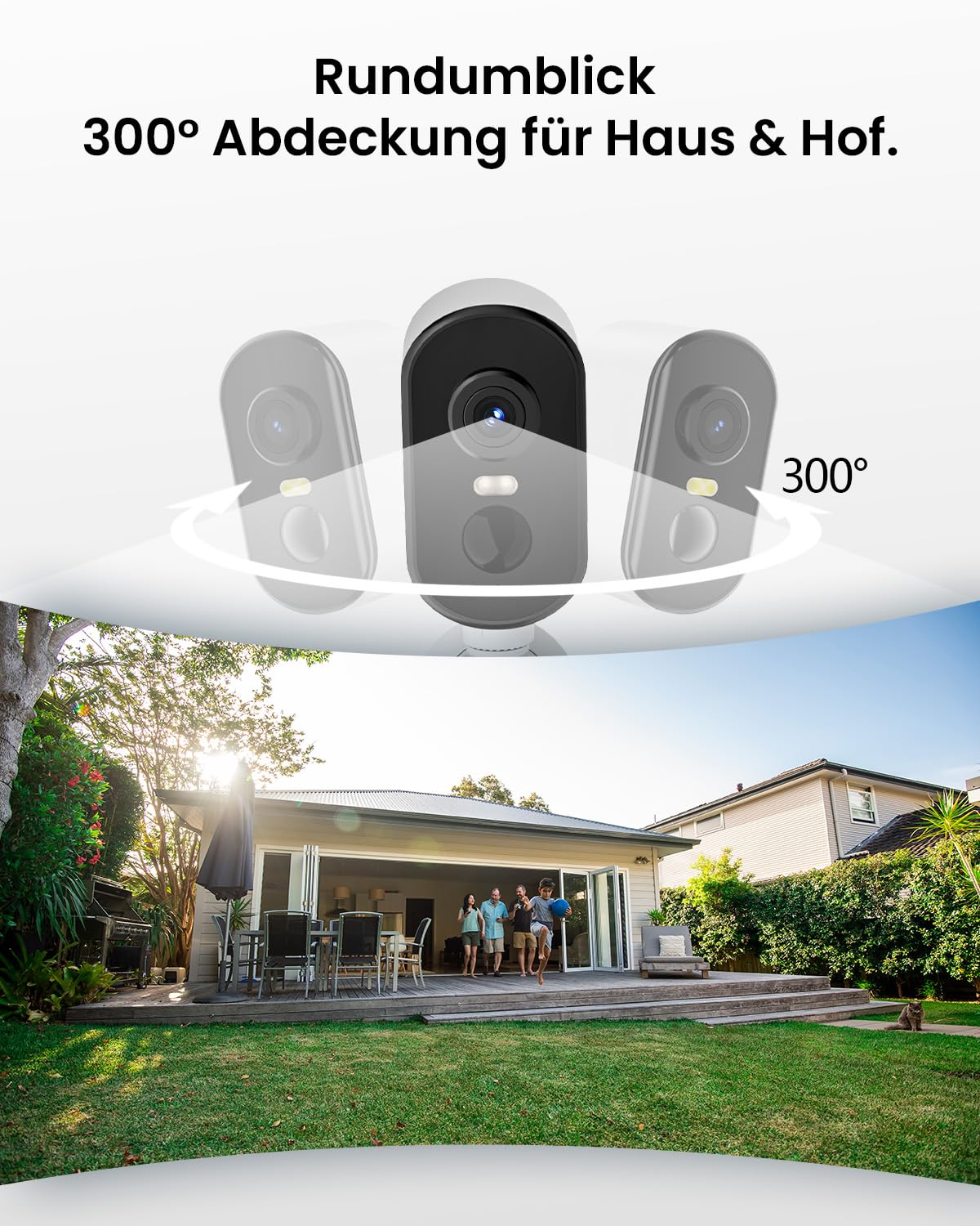 CZEview 2K Überwachungskamera Aussen Akku, Magnetische Montage, 300° Horizontaler PTZ,Bewegungserkennung, WLAN Kabellose Überwachungskamera außen/innen, 2.4G, 2-Wege Audio, Farbige Nachtsicht, IP65