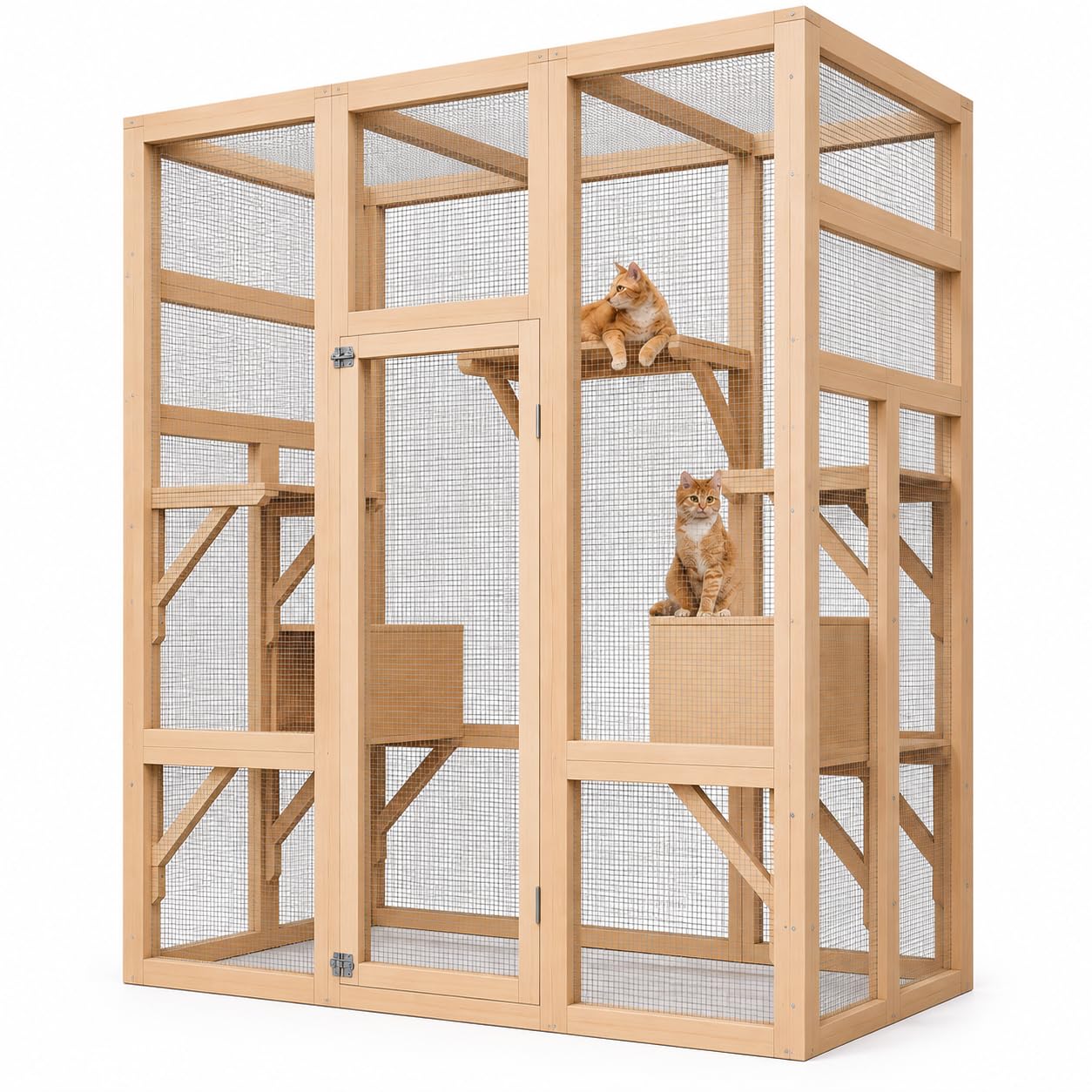 Photo 1 of IDEALHOUSE Large Wooden Catio Outdoor Cat Enclosure, 70" Natural