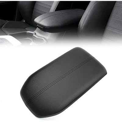 Center Console Lid Cover Compatible with 2019-2025 Toyota Rav4, 2021-2024 Toyota Rav4 Prime, Black Center Console Armrest Cover with Accent Stitch Replaces 58905-0R120-C0