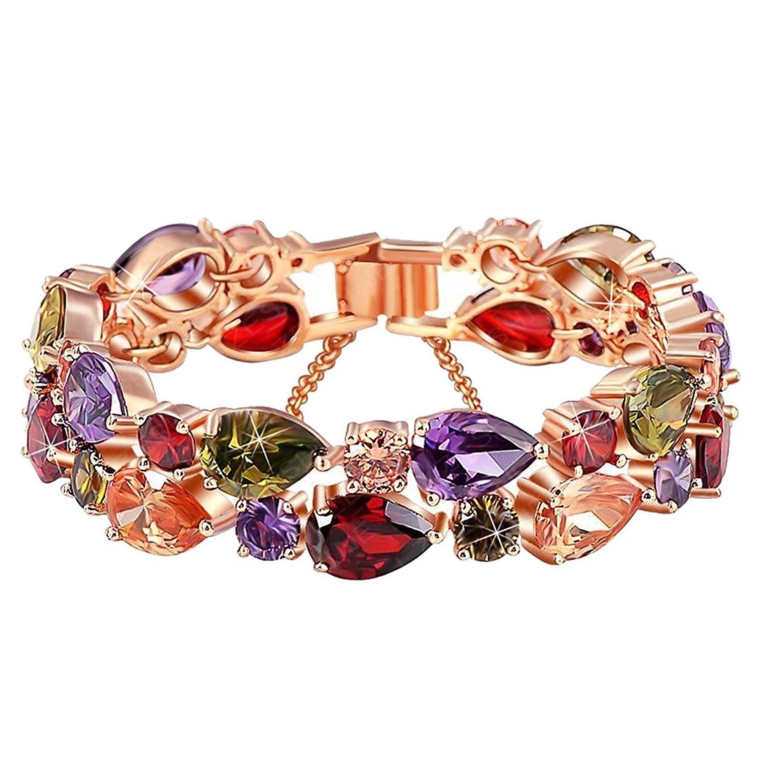 Peora Jewellery Sparkling Colors Flowerets Vine AAA Swiss CZ 18K Rose Gold Plated Bracelet for Girls and Women (PFCB2016) (B06XTR2FLM) Amazon Price History, Amazon Price Tracker