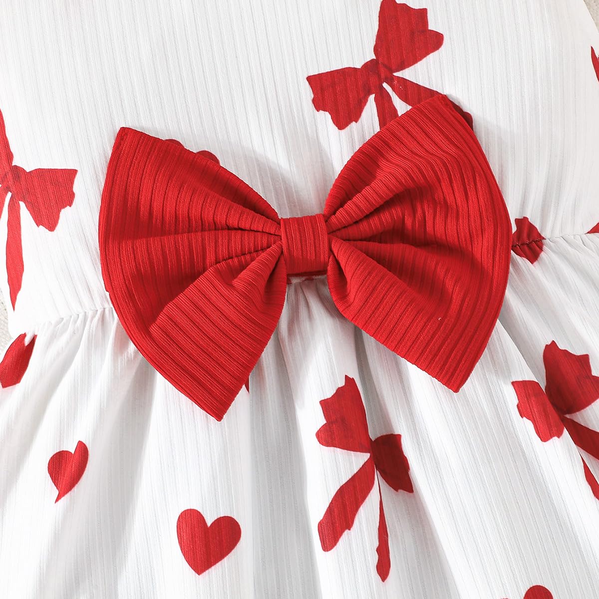 Robe Bébé Fille Imprimée Papillon Nœud Volants sans Manches Robe D'été Mignonne à Pois pour Filles - 4