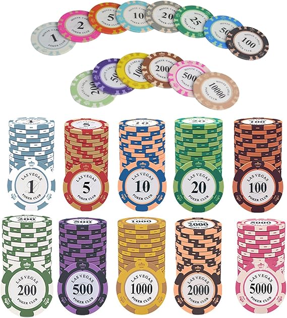YouYuer 50PCS Pokerchips PokerChips LaserChips Metallkern Poker Chips