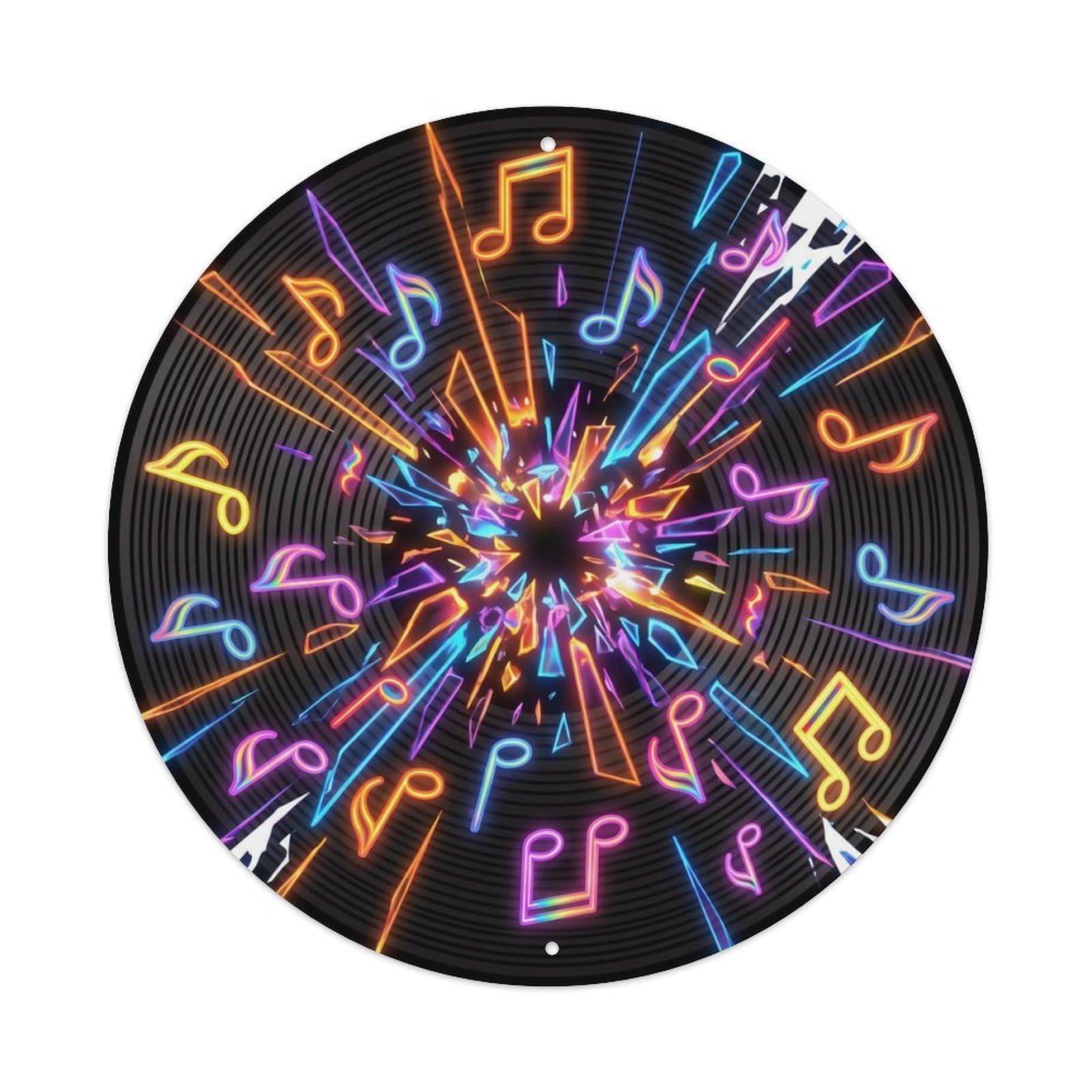 Colorful Music Vinyl Records Shatter Bright Fragments Metal Tin Sign
