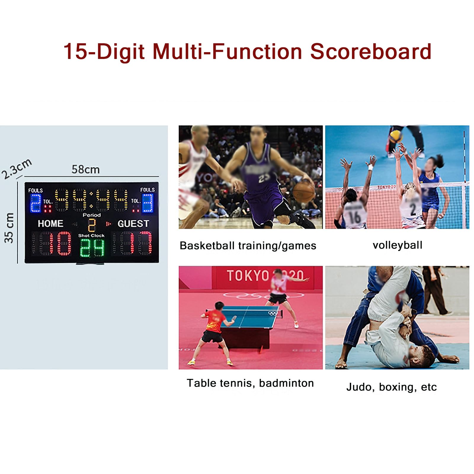 Amazon.co.jp: 15桁電子スコアボード、リモコンとブザー付き多機能