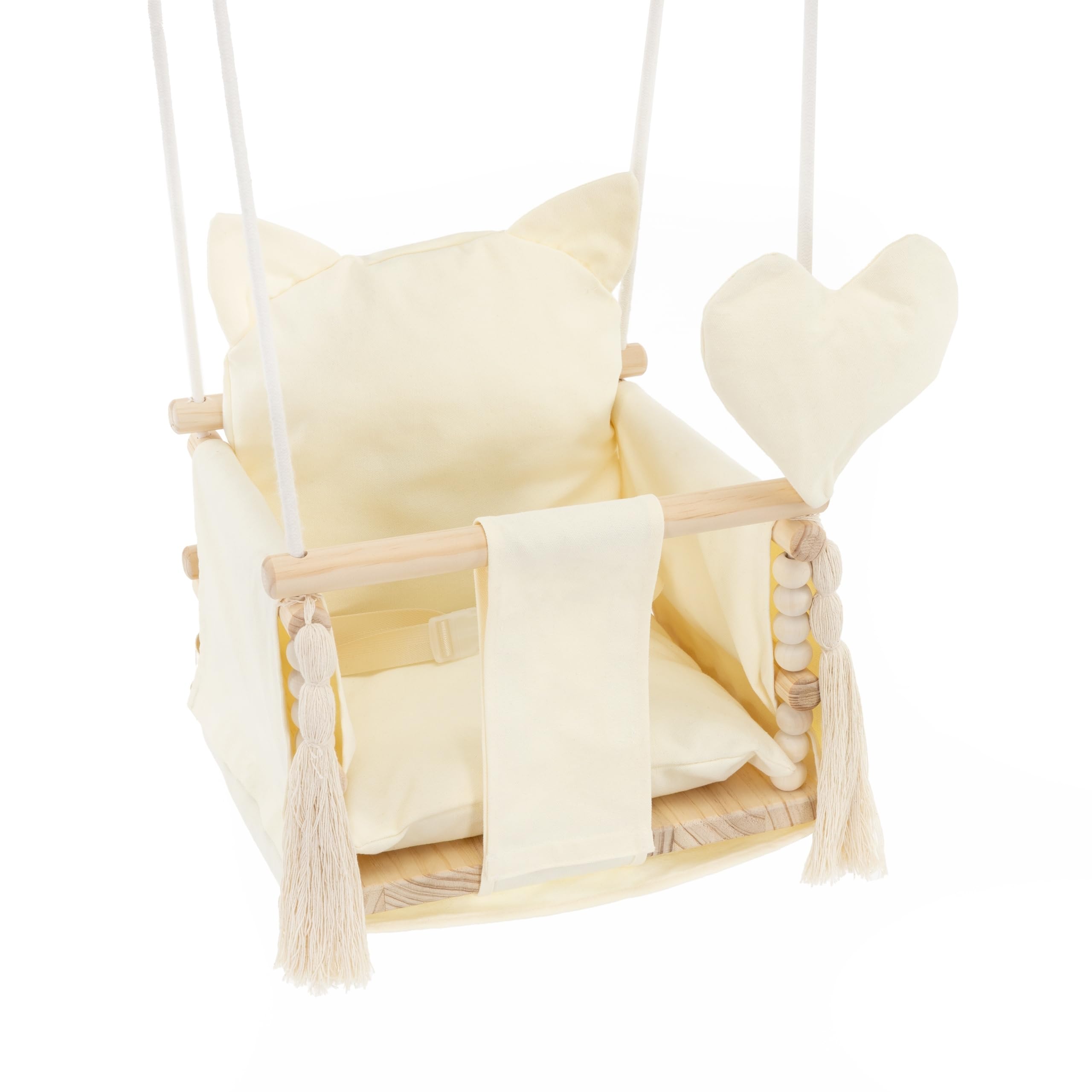 Kinderschaukel Holz 35x35 cm mit Sicherheitsgurt Bär Design rosa SPRINGOS
