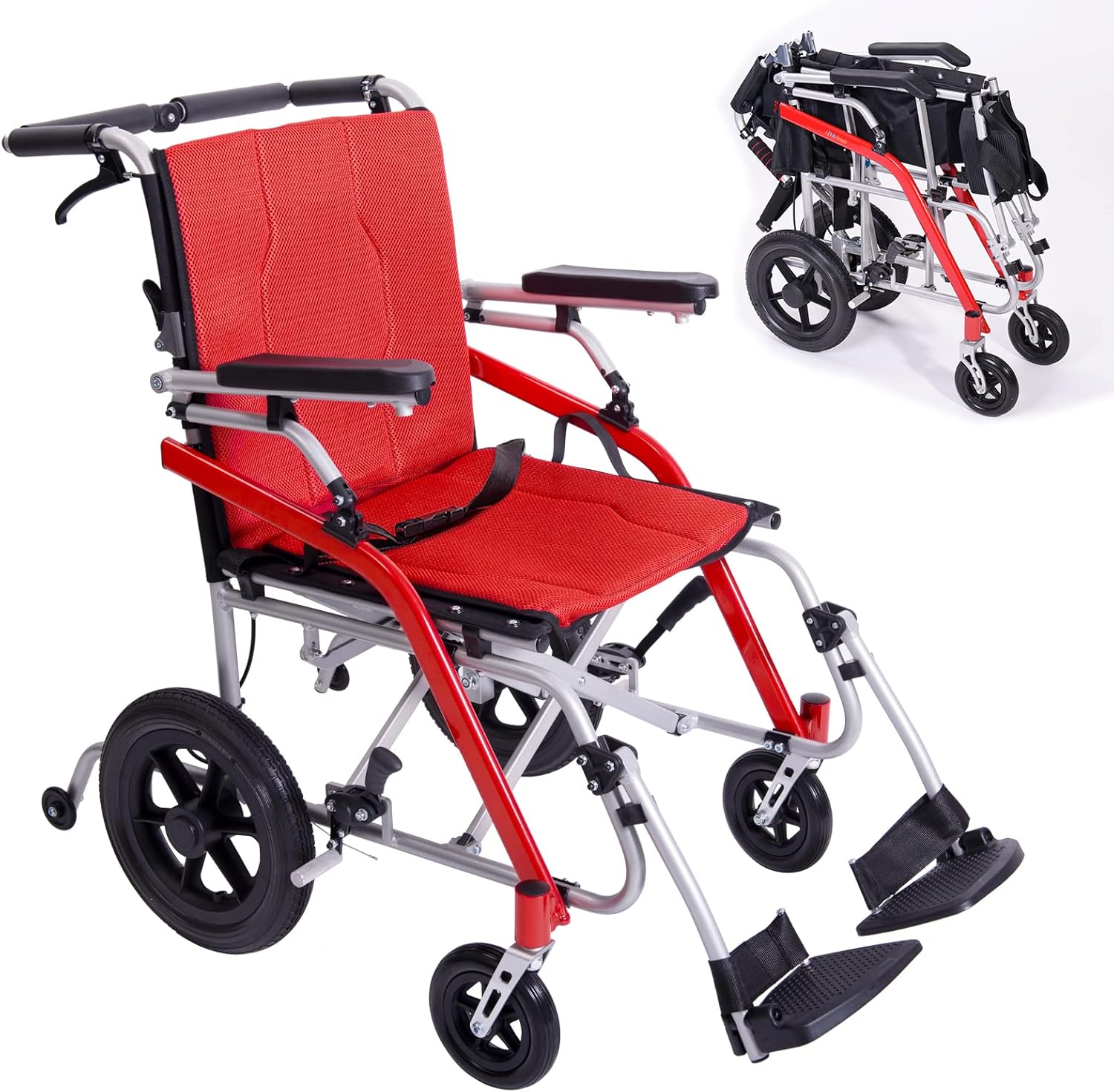 Buy HiFortune Magnesium Wheelchair 21 lbs Lightweight Transport Medical Chair with Flip Back