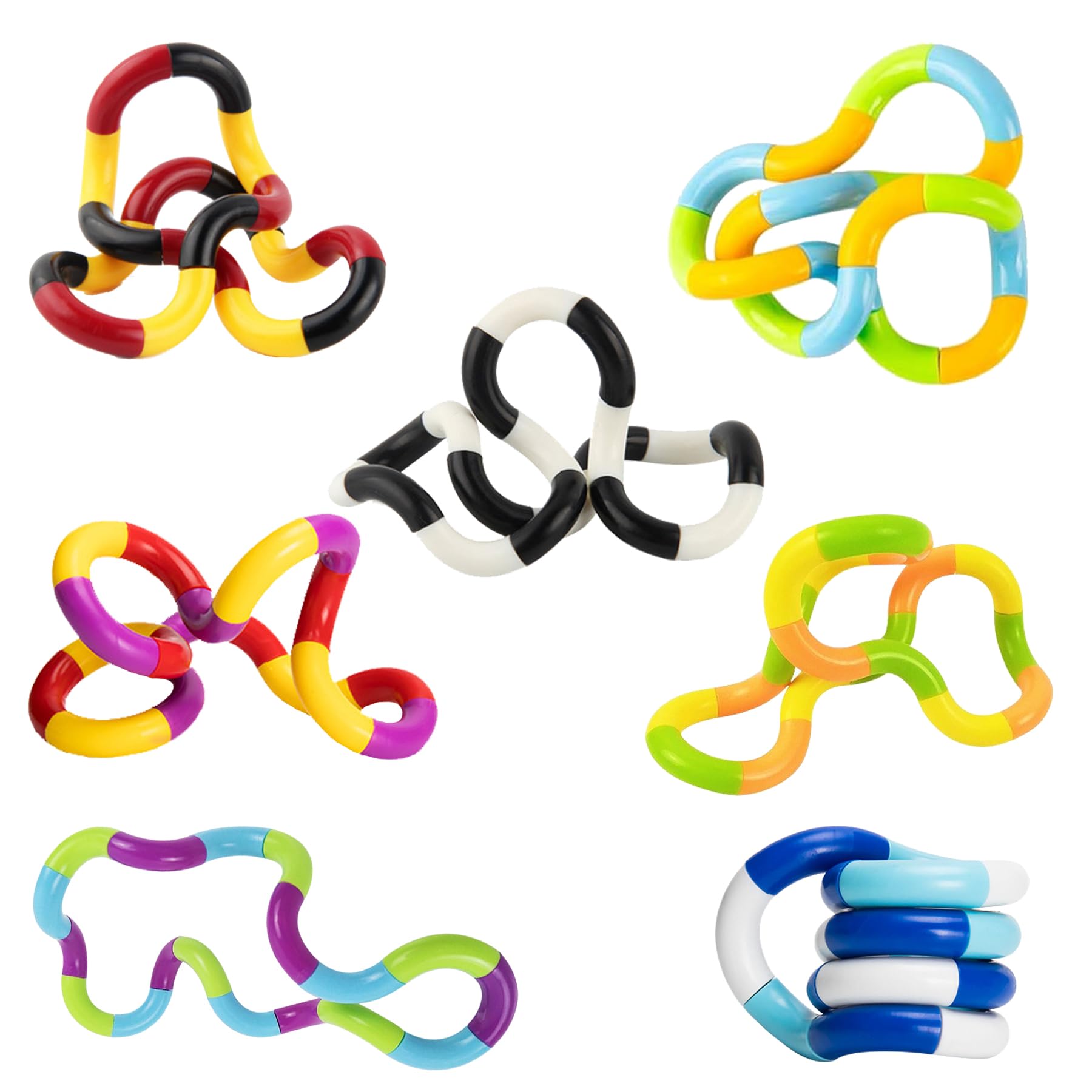 Fidget Toy BAIYSFFG 7PCS Tangle Fidget Toys Twisty Fidget Toy Stress Relief Stim Silent for Kids and Adults(7 Colour)
