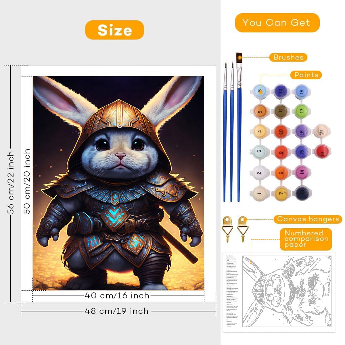 Lxmsja – Kit De Pintura Por Números De Conejo Para Adultos, Con Marco, Lienzo De 20x30 Cm, Pintura Acrílica Y Pinceles, Ideal Para Regalar Y Decorar