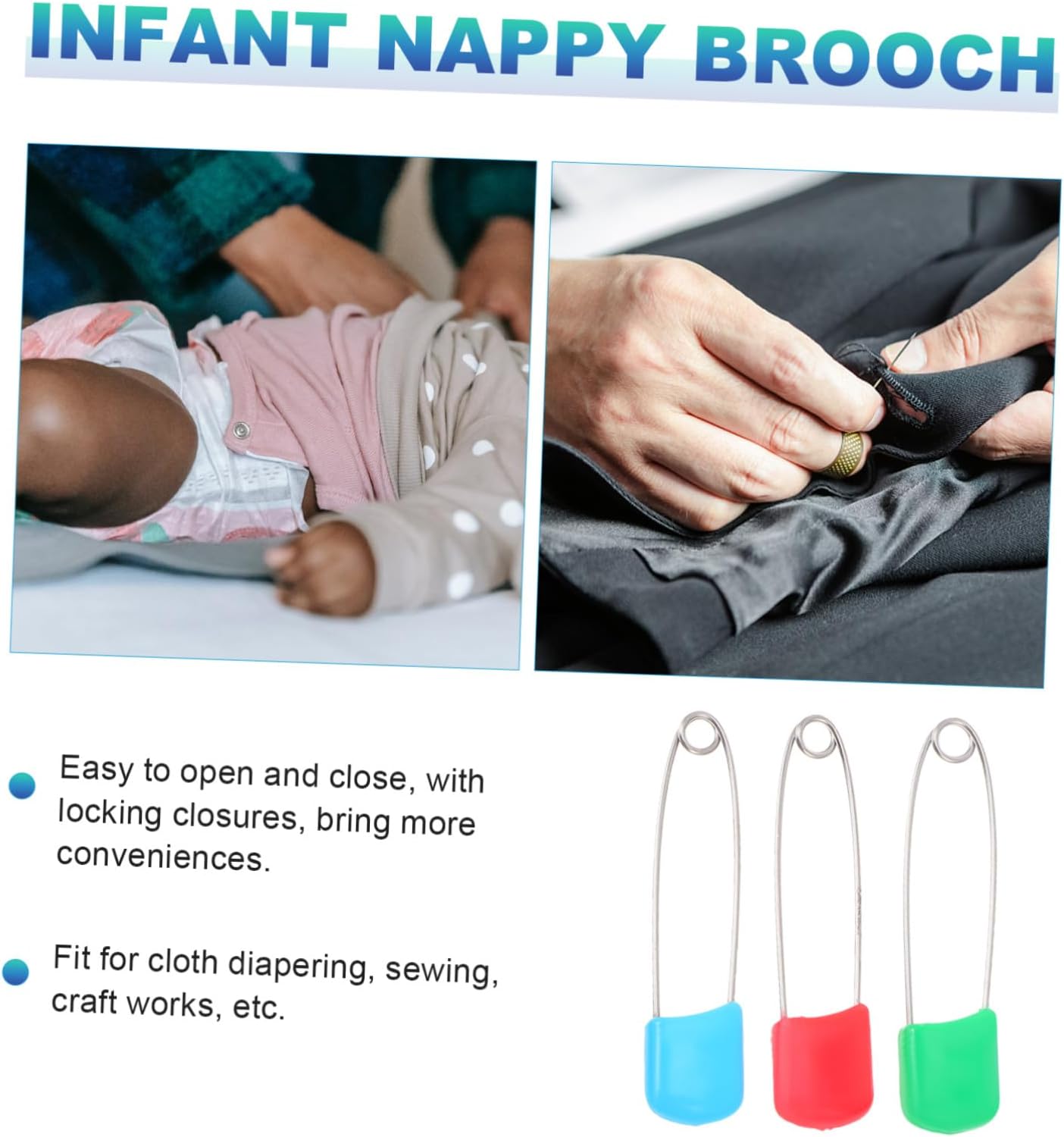 NUOBESTY 300pcs Brooches Safety for Cloth Diapers and Crafts Lightweight and Versatile for Boy Girl and Boy Girl for Sewing and Handicrafts