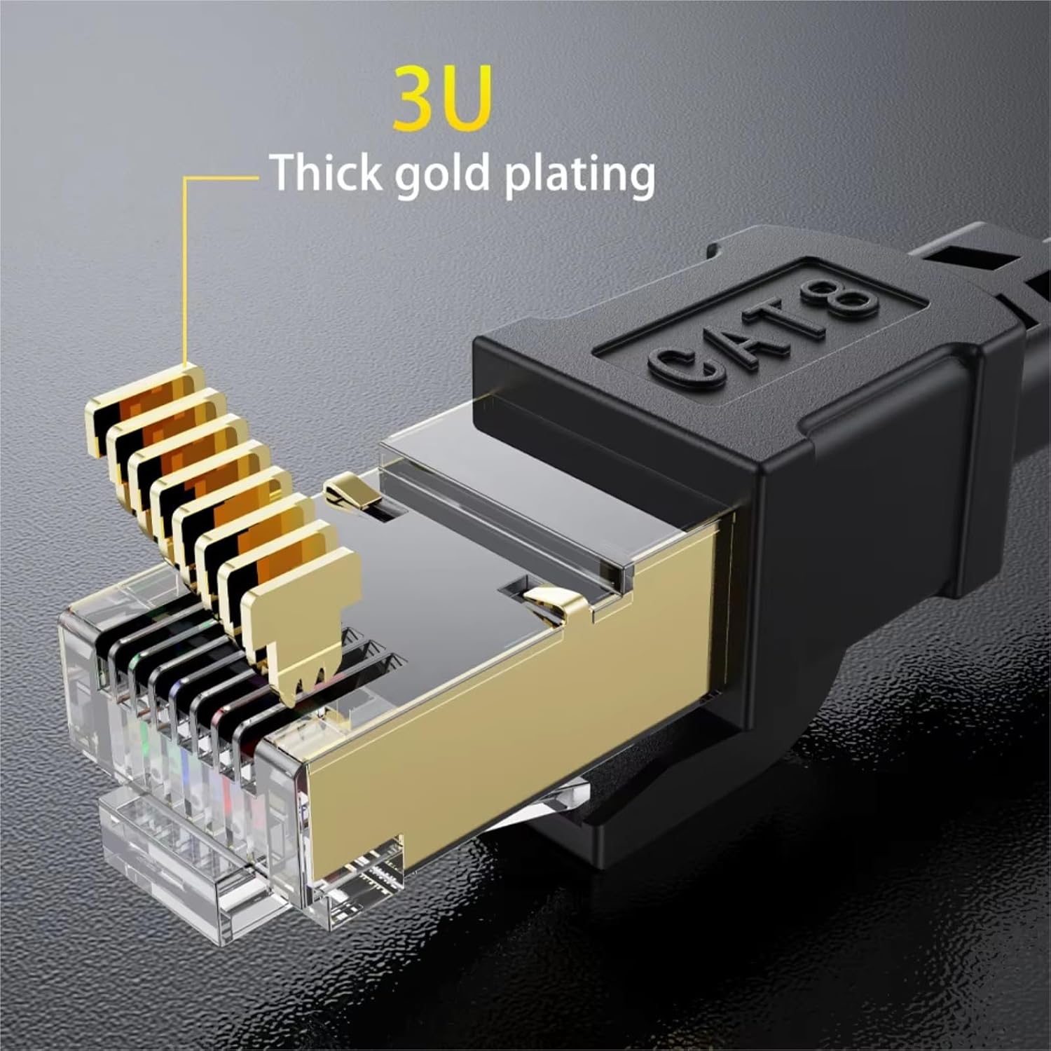 CAT 8 Ethernet Cable 40Gbps 2000MHz CAT8 RJ45 Network LAN Patch Cord Flat 100feet for Modem Router(20M)