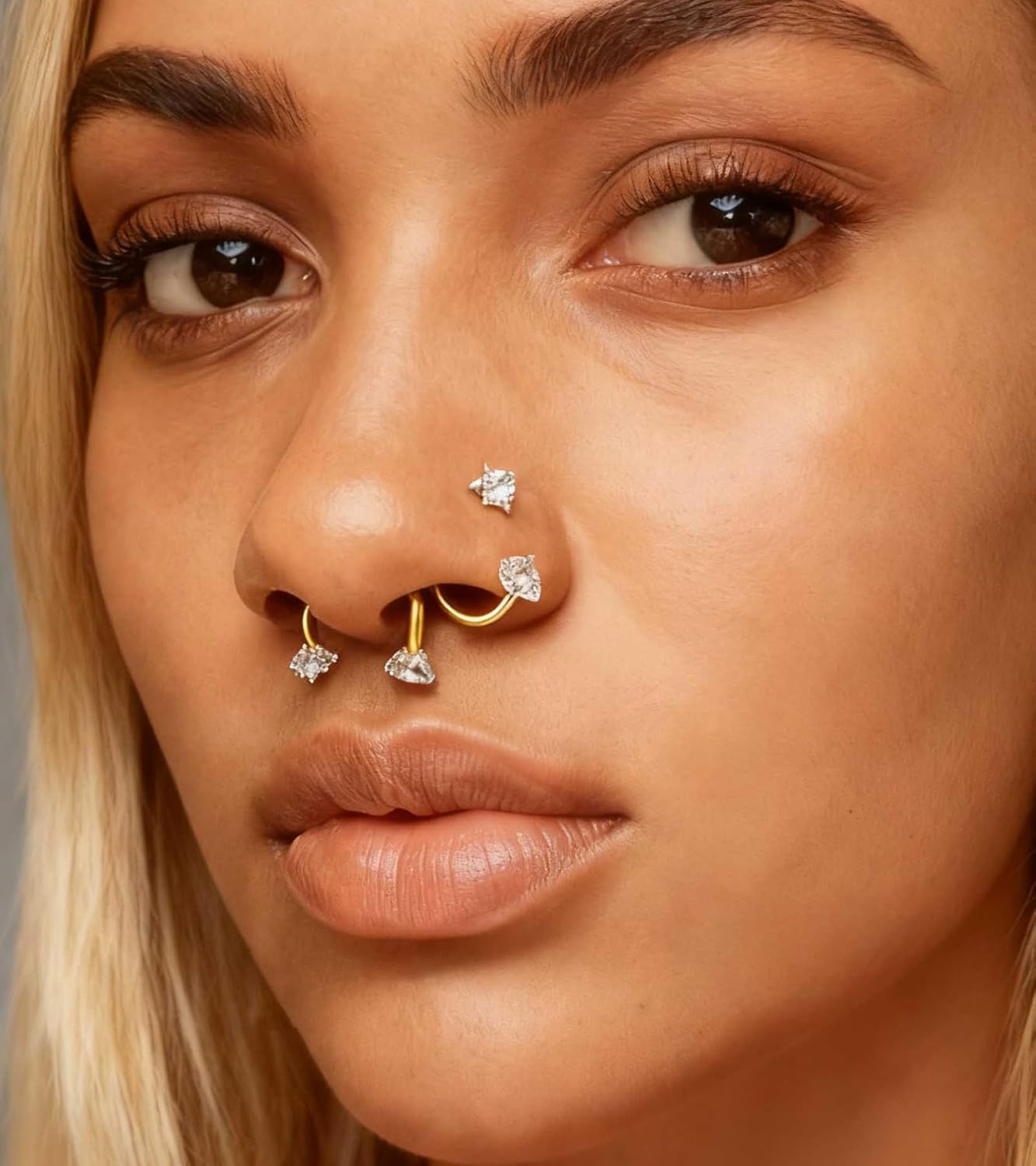 MODRSA Gold Cartilage Earrings for Women Gold Helix Piercing Jewelry Small Opal Tragus Hoop Earring Cartilage Hoop Second Hole Earrings for Women 18g Septum Ring 18g Horseshoe Nose Ring Hoops 8mm - Image 6