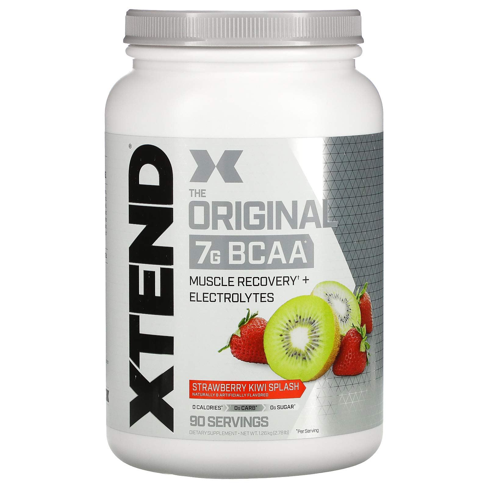 XTEND Original BCAA Powder Strawberry Kiwi Splash | ZERO CALORIE, ZERO CARB, ZERO SUGAR - Post Workout Muscle Recovery Drink with Amino Acids - 7g BCAAs for Men & Women | 90 Servings