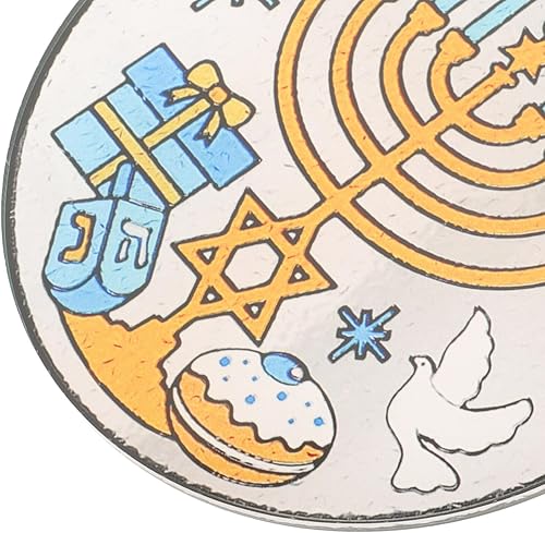 Miniatura 5 de EXCEART Atrapasoles de Hanukkah Janucá - Adorno colgante de vitrales judíos para ventana, David Star Dove Dreidel Latkes pintado a mano, panel