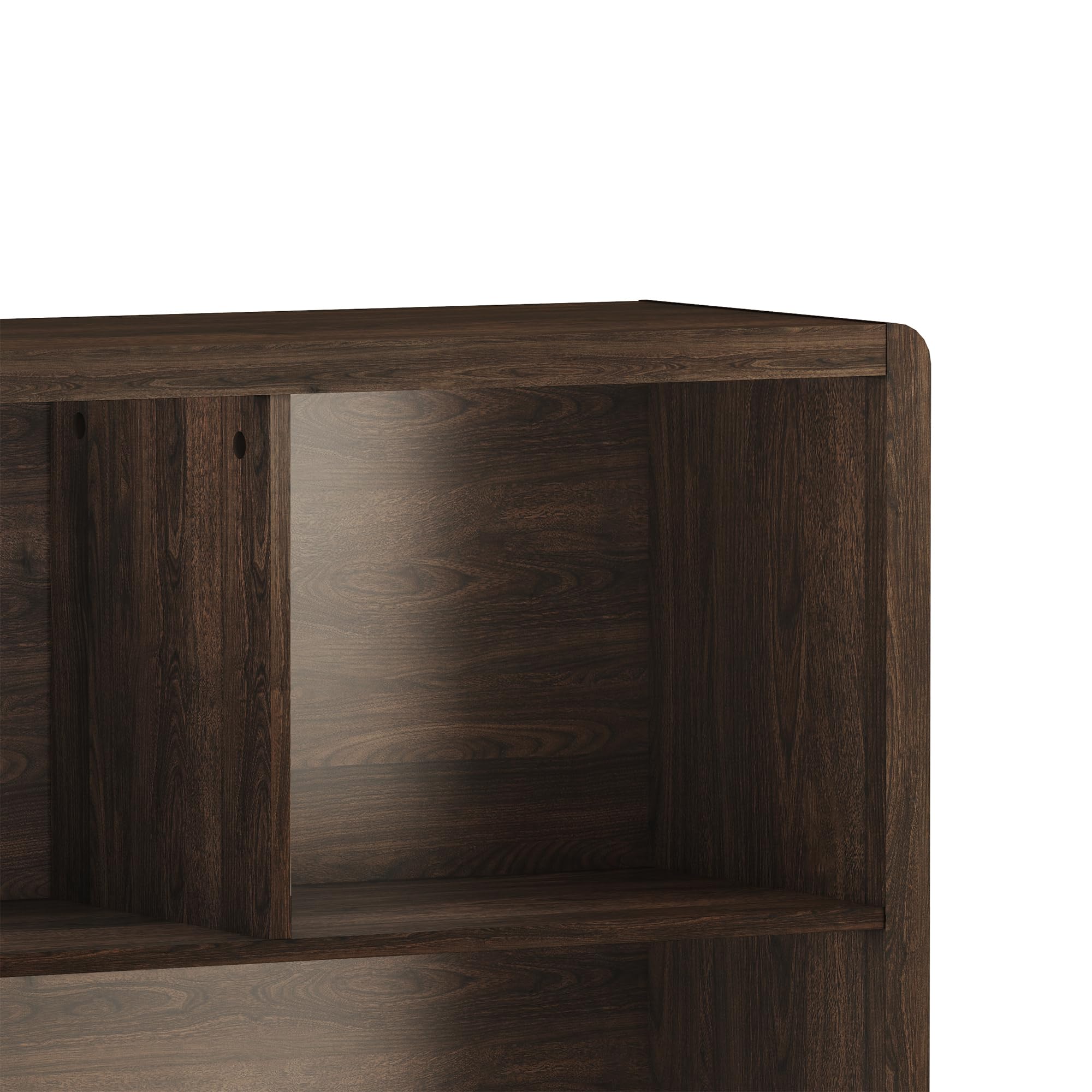 [en.casa] Highboard Lukkodso Kommode Sideboard 103 x 80 x 28 cm Mehrzweckschrank Wohnzimmerschrank mit 2 Türen und 5 Fächern Schrank für Wohnzimmer Walnussoptik