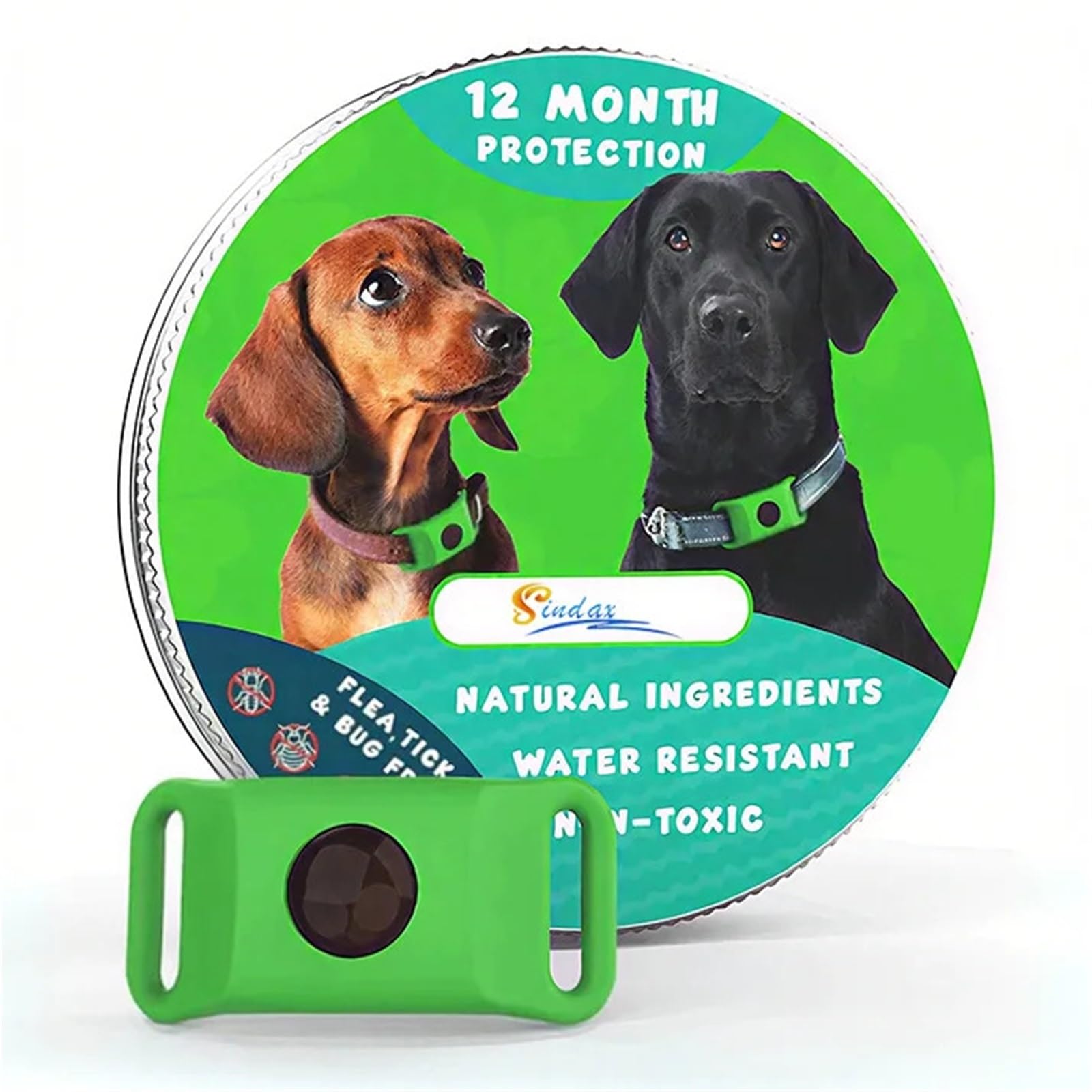 Collar calmante para perros y gatos Ilumos ajustable verde contra el estrés e impermeable
