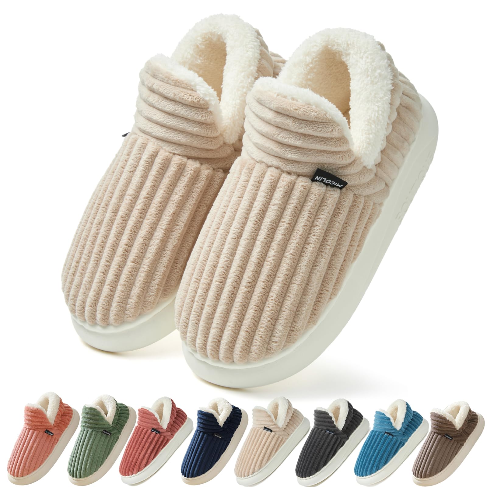 Coswind Pantofole Donna Uomo Invernali Ciabatte Calde Chiuse Peluche with Memory Foam Pelose Eleganti Comode Morbide Antiscivolo