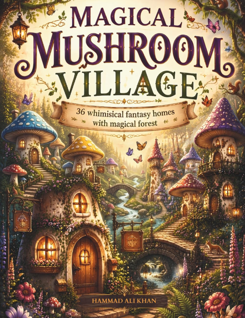 Magical Mushroom Village Coloring Book: 36 Whimsical Fantasy Homes With Magical Forest