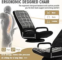 Vista 5 de Silla de juegos giratoria de piso con reposabrazos, sofá reclinable plegable de video con 6 posiciones ajustables, respaldo acolchado y cojín, sofá