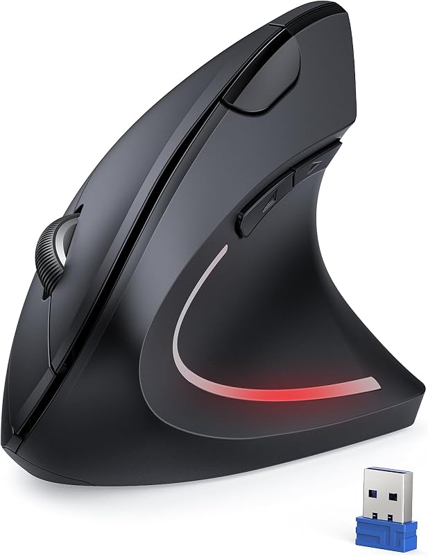 TeckNet Vertikális Ergonomikus Vezeték Nélküli Egér 2.4G - Csuklófájdalom Megelőzésére, 6 Gombos, 3 DPI Fokozat, 50 Láb Hatótáv