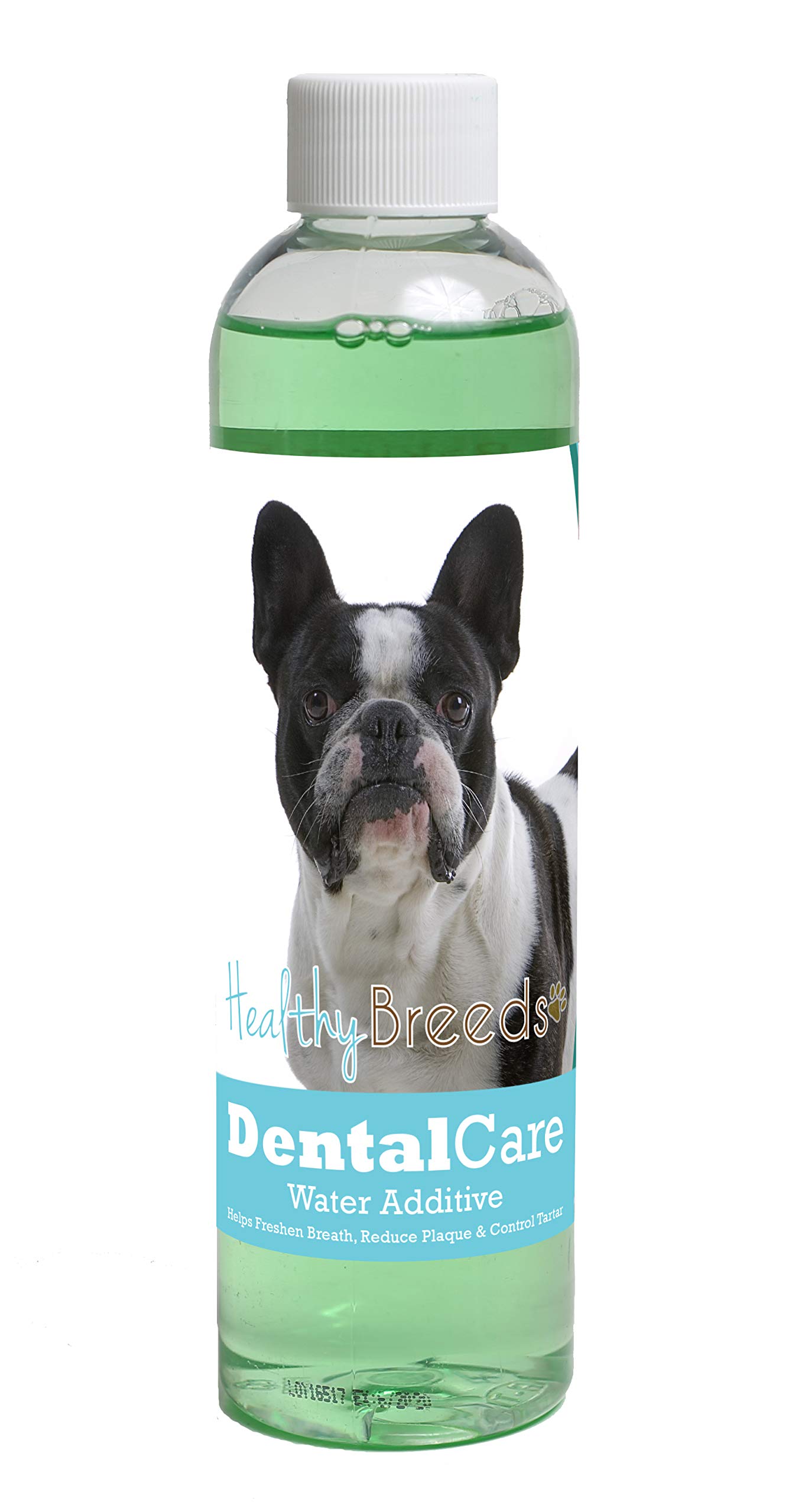 Healthy Breeds Dog Dental Care Water Additive for French Bulldog - Helps Freshen Breath, Reduce Plaque &amp; Control Tartar - Mint Flavor - 8 oz