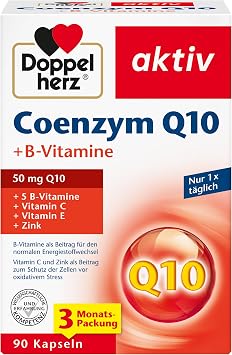 Doppelherz Coenzyme Q10 + B Vitamins - with Zinc Vitamin B6 B12 and C as a Contribution to the Normal Function of the Immune System - 90 Capsules