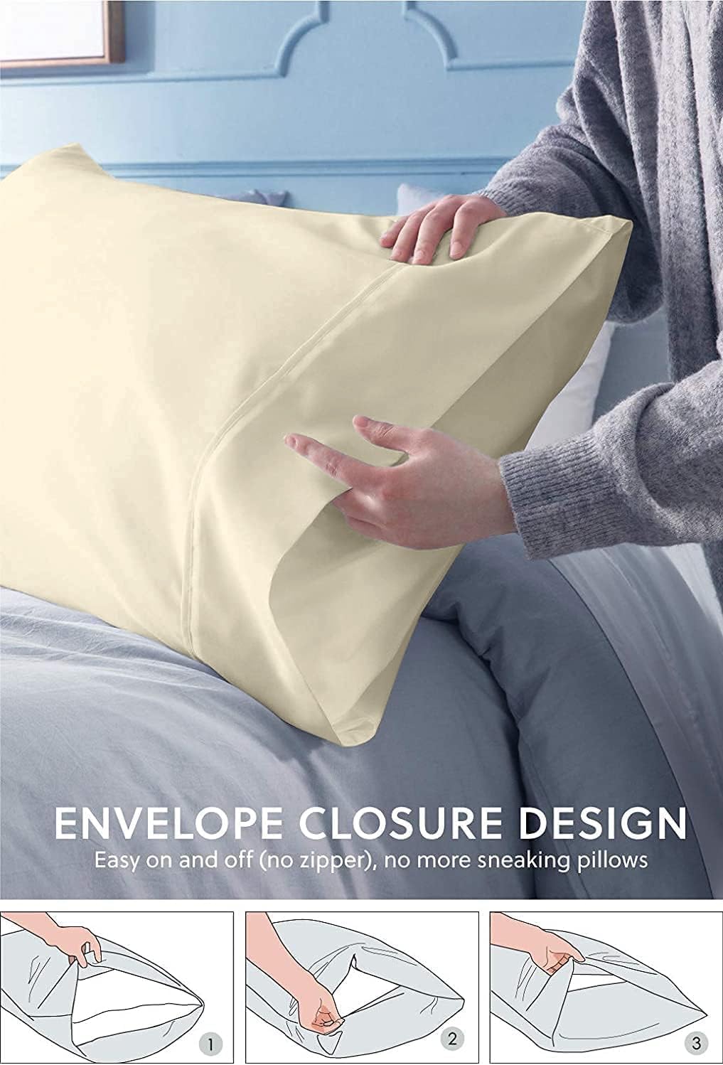 Comfort Beddings 2 Pack Pillowcases, 50x75cm Standard Pillow Covers, Premium Cotton-Polyester Blend - Image 4