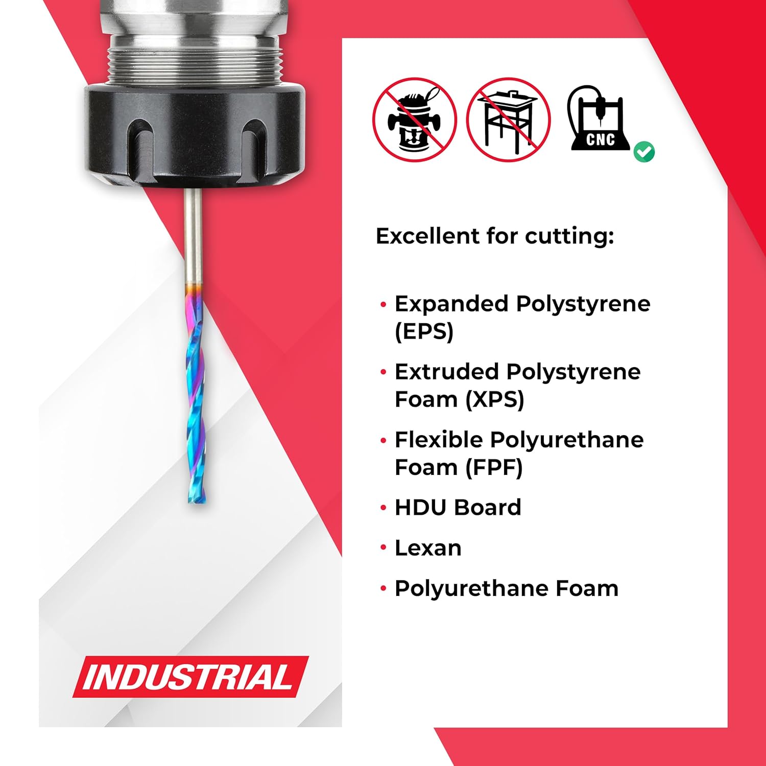 Amana Tool Spektra Extreme Tool Life Solid Carbide CNC Up-Cut Spiral Foam Cutting Router Bit, 46269-K, 1/8 D x 1-1/16 CH x 1/8 SHK x 3 Inch Long