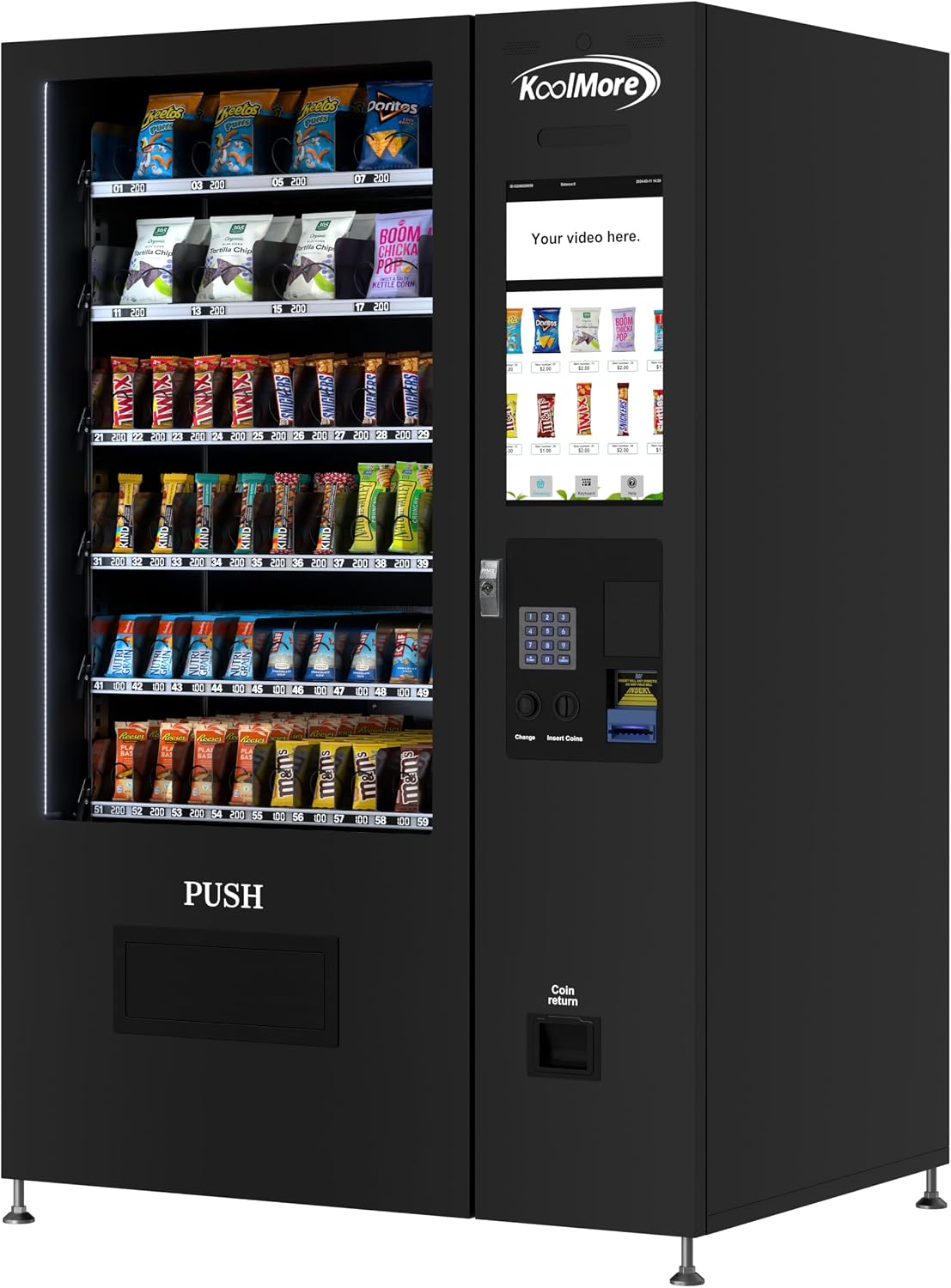 KoolMore Non-Refrigerated Snack Vending Machine with 60 Slots and 22 Inch Touch Screen with Bill Acceptor in Black (KM-VMNT-50-B)