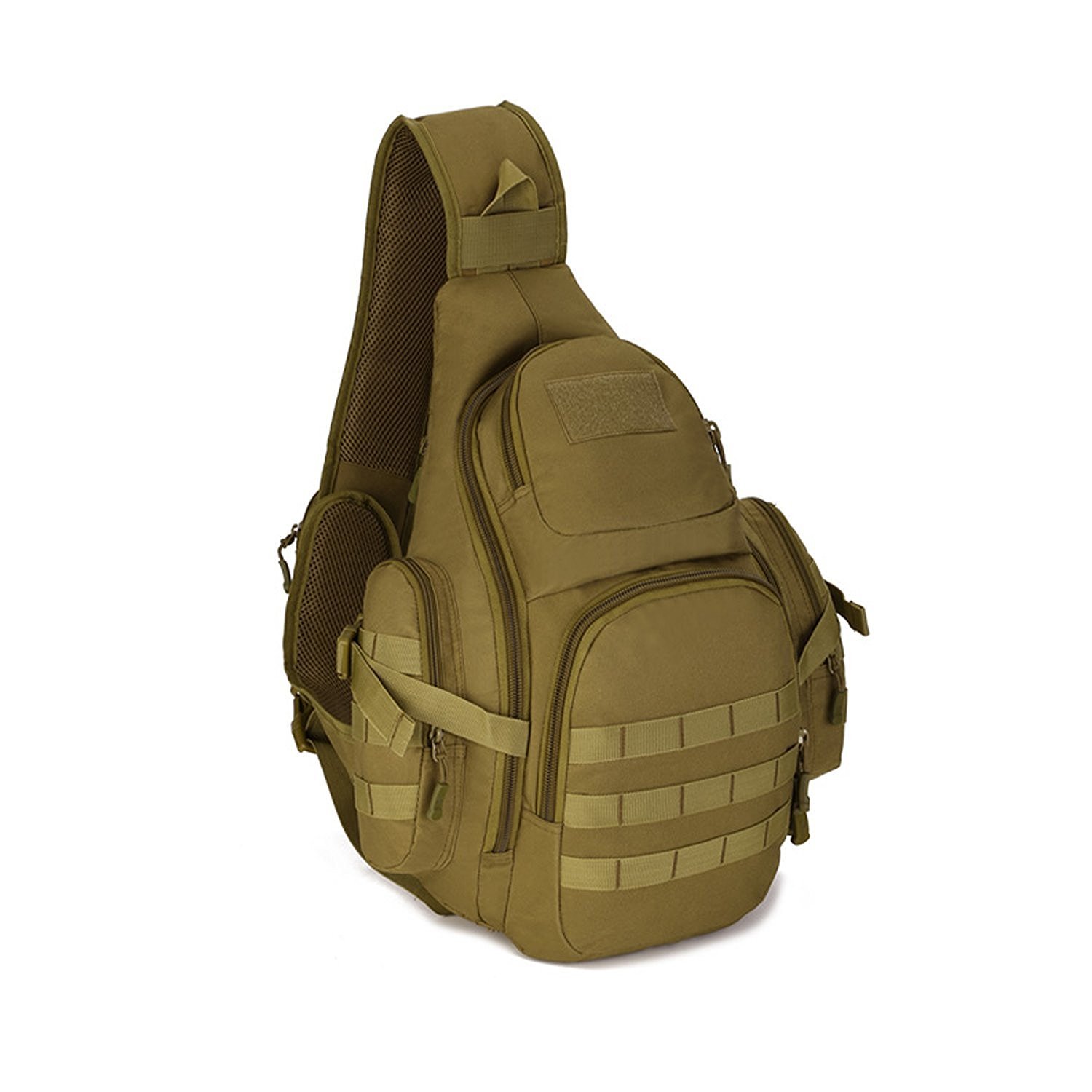 Huntvp Sling Bag, Tactical Chest Bag, Military Cross-Body Bag, Shoulder Bag, MOLLE Daypack, Waterproof, for Hiking Camping Cycling, brown — image 1