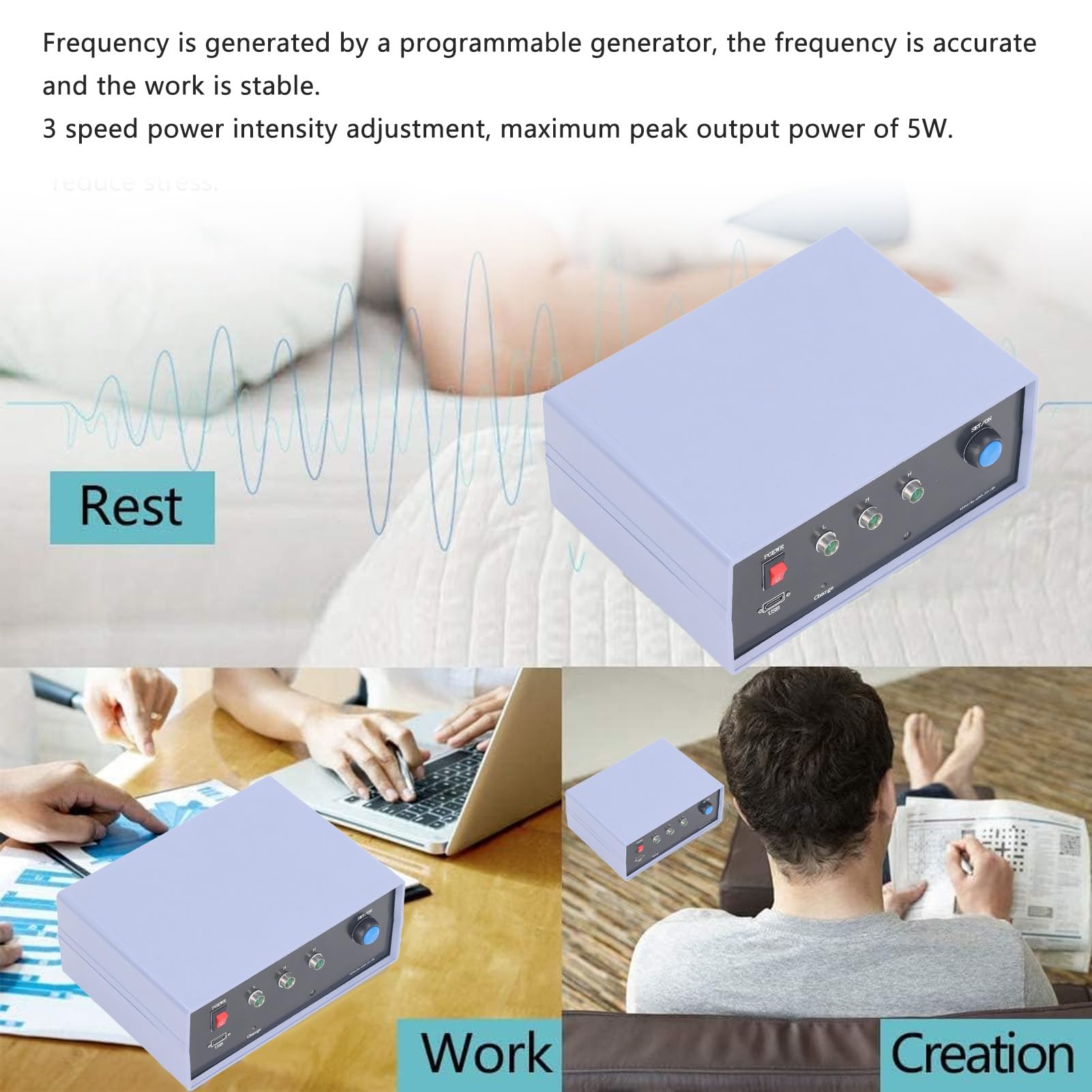 Generatore di Onde Generatore di Impulsi a Frequenza Ultra Bassa Ricaricabile a Risonanza a 3 Marce 5 W 5 V