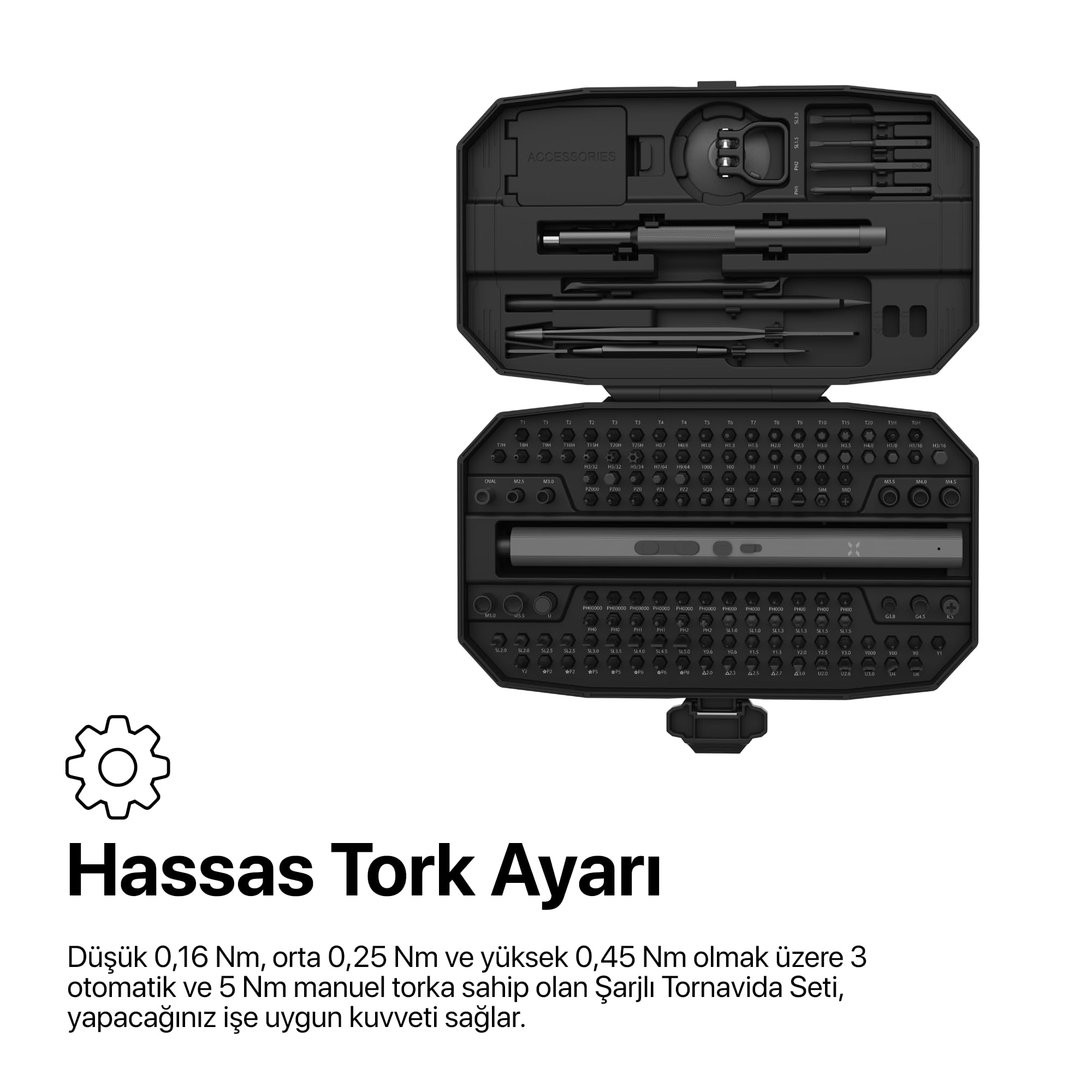 Xenon Smart Hassas Şarjlı Otomatik Tornavida Vidalama Seti 5 Nm Tork Screwdriver 153 Parça X6833
