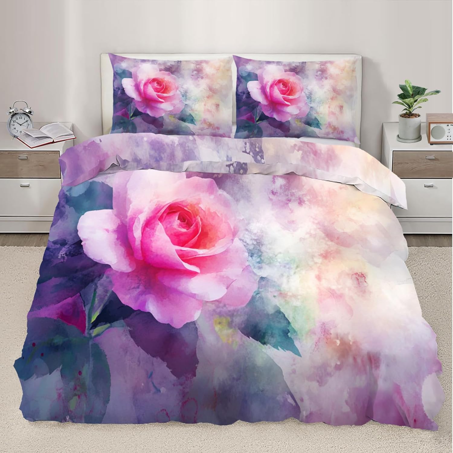 Colorful Dogs Duvet Cover, Graffiti Bedding Set Cover for Kids Boys Girls Teens, Street Art Duvet Cover with Zipper Closure and 2 Pillow Shams, King Size 104"x90"