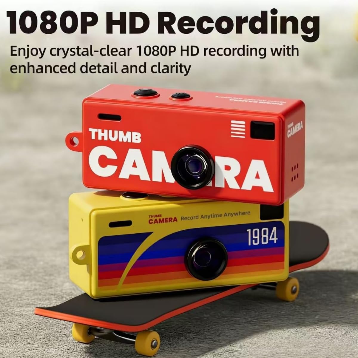 Mini Camera Keychain, Retro Portable Thumb Camera, Mini Digital Camera, 1080P 130° Wide Angle Pocket Video Camcorder, for Travel Vlog Recording (White) - 3