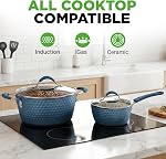 NutriChef 11-Piece Pots and Pans Set – Non-Stick Kitchen Cookware Set with Frying Pans, Saucepan, Cooking Pots, Lids, Utensils, Ceramic Coated, Induction & Gas Compatible
