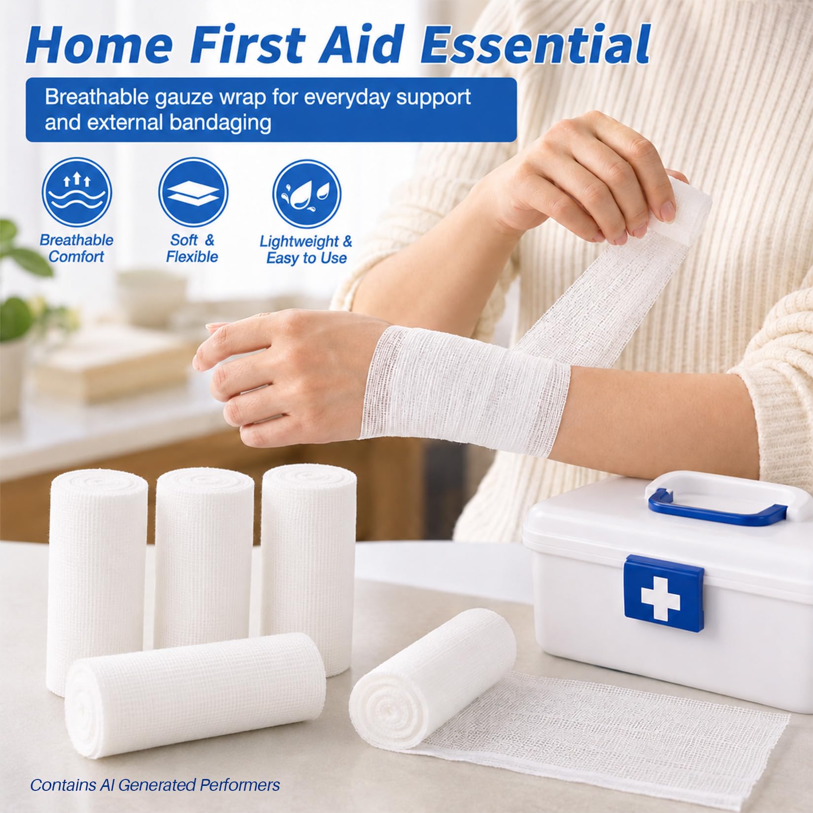 MAQIHAN 15PACK Gauze Rolls Bandages - 3 in x 4.9 Yards Rolled Gauze Wrap — Amazon image 2