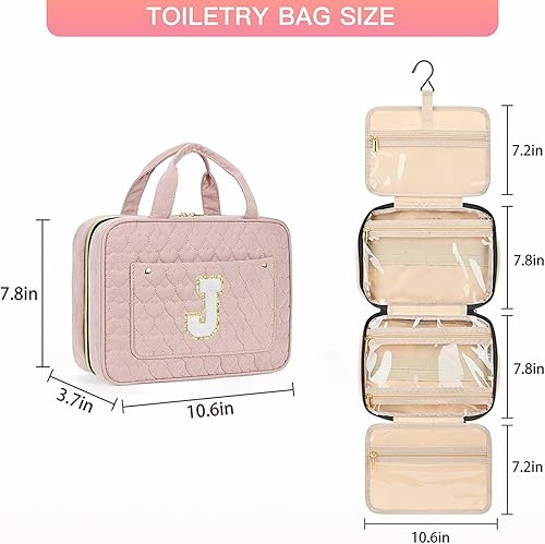 Miniatura 3 de Neceser de viaje para mujer, bolsa de maquillaje rosa personalizada, resistente al agua, organizador portátil para accesorios, juego de cepillos,
