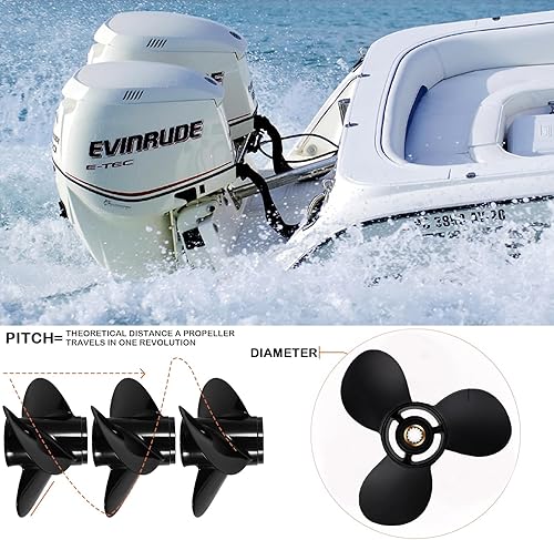 Miniatura 5 de 9 1/4 x 10 Aluminum Boat Outboard Propeller for BRP Johnson Evinrude OMC Stern Drive 8-15HP, 13 Spline Tooth, 778772, RH, Compatible with Evinrude