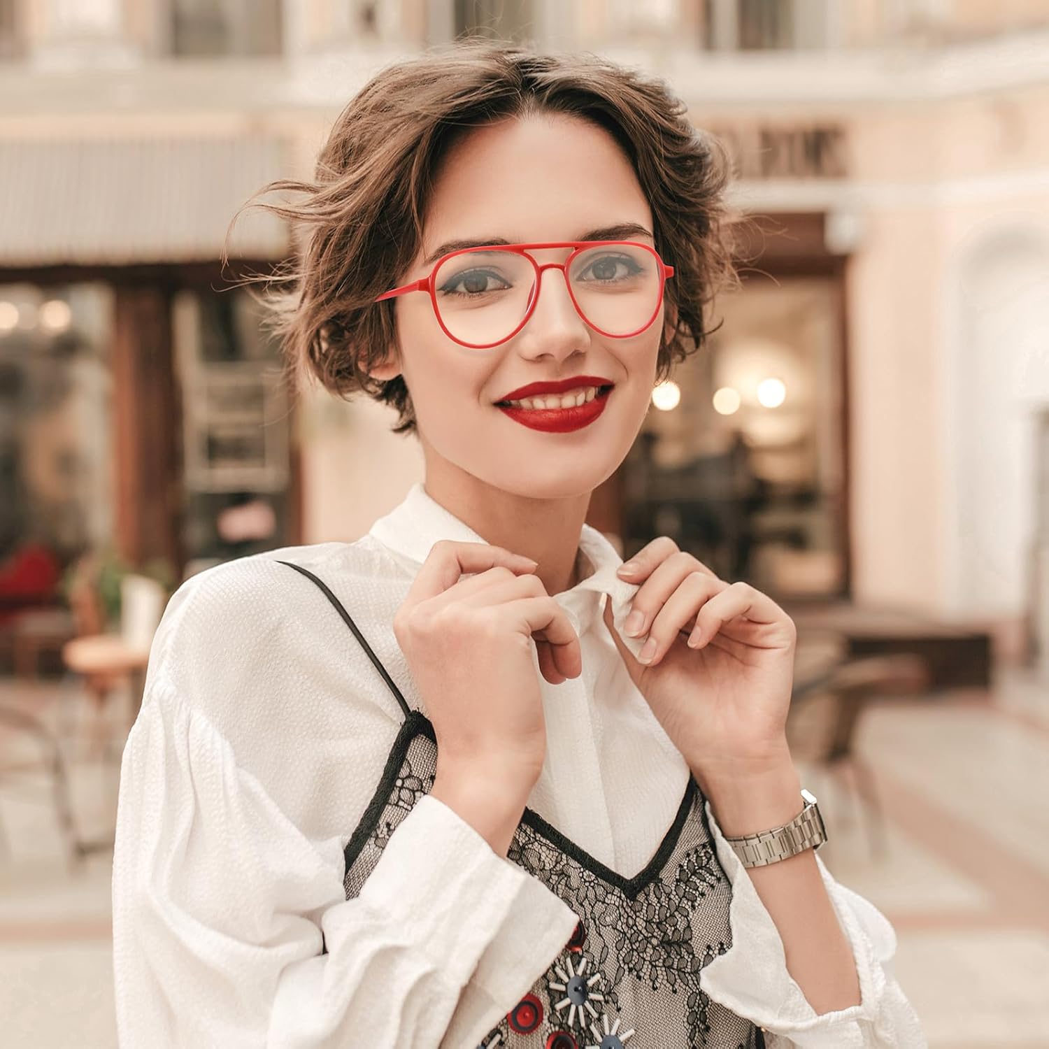 DXYXYO Retro Aviator Reading Glasses for Women, Mens Lightweight Blue Light Blocking Computer Readers - Image 2